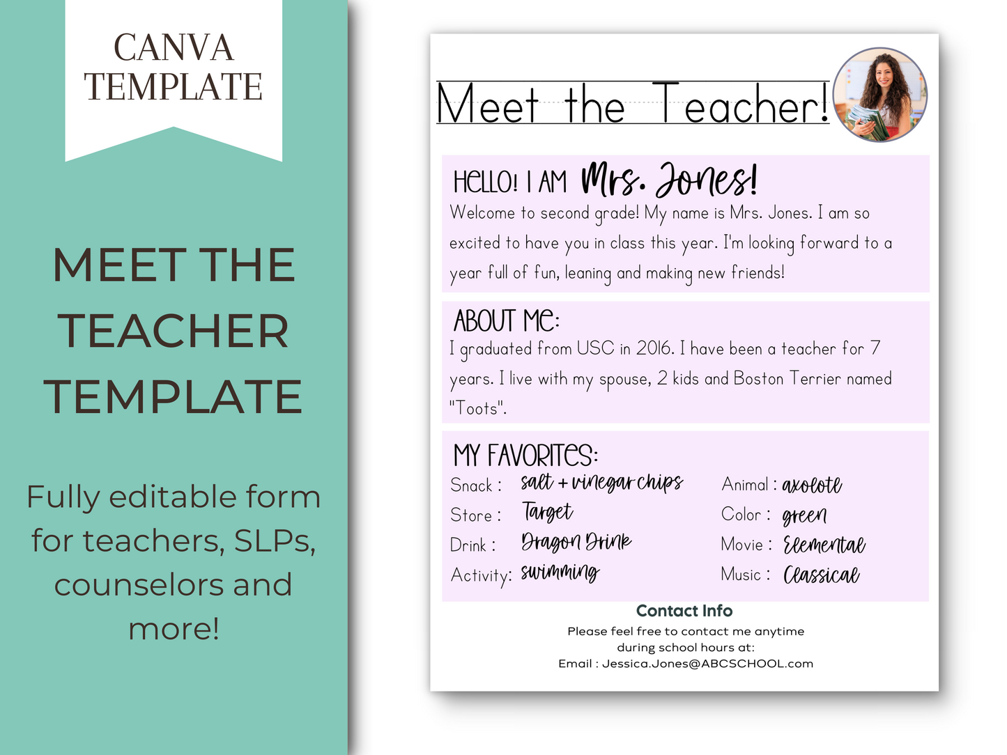 Meet the Teacher Letter Template - Lavender