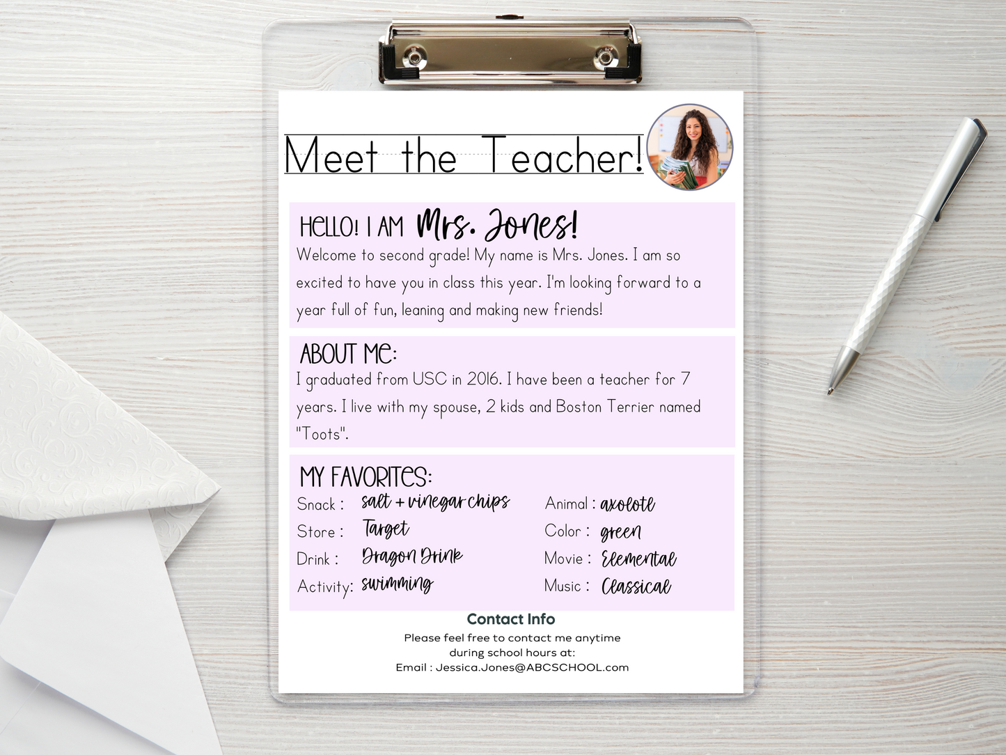 Meet the Teacher Letter Template - Lavender