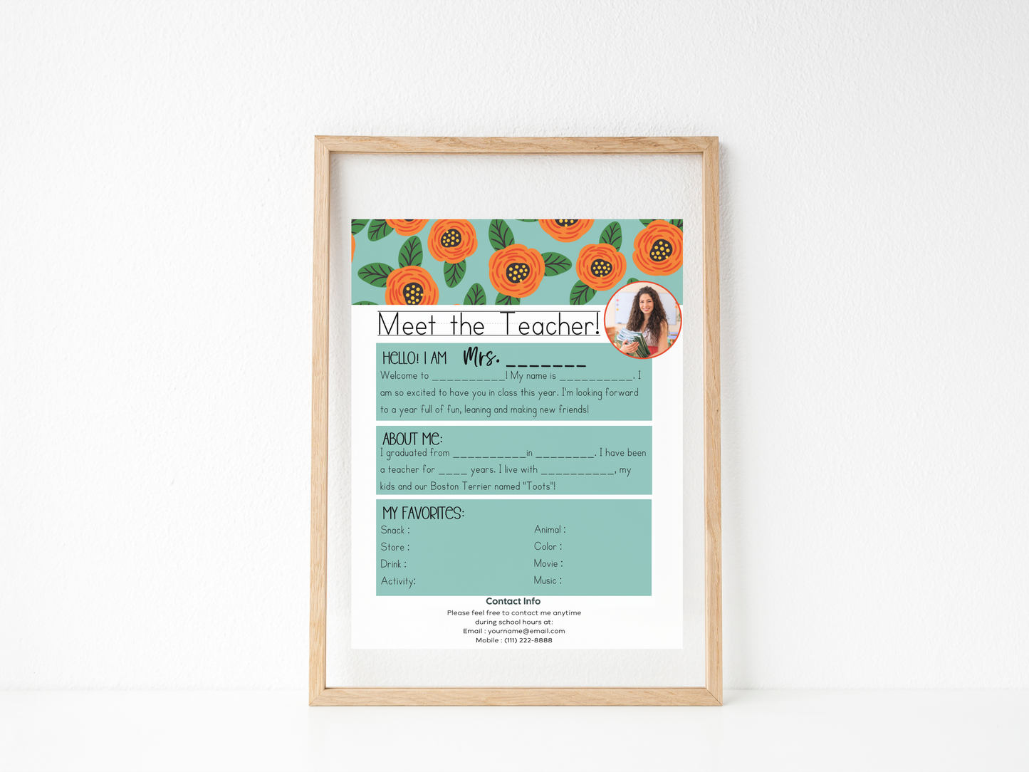 Meet the Teacher Letter Template - Orange Floral