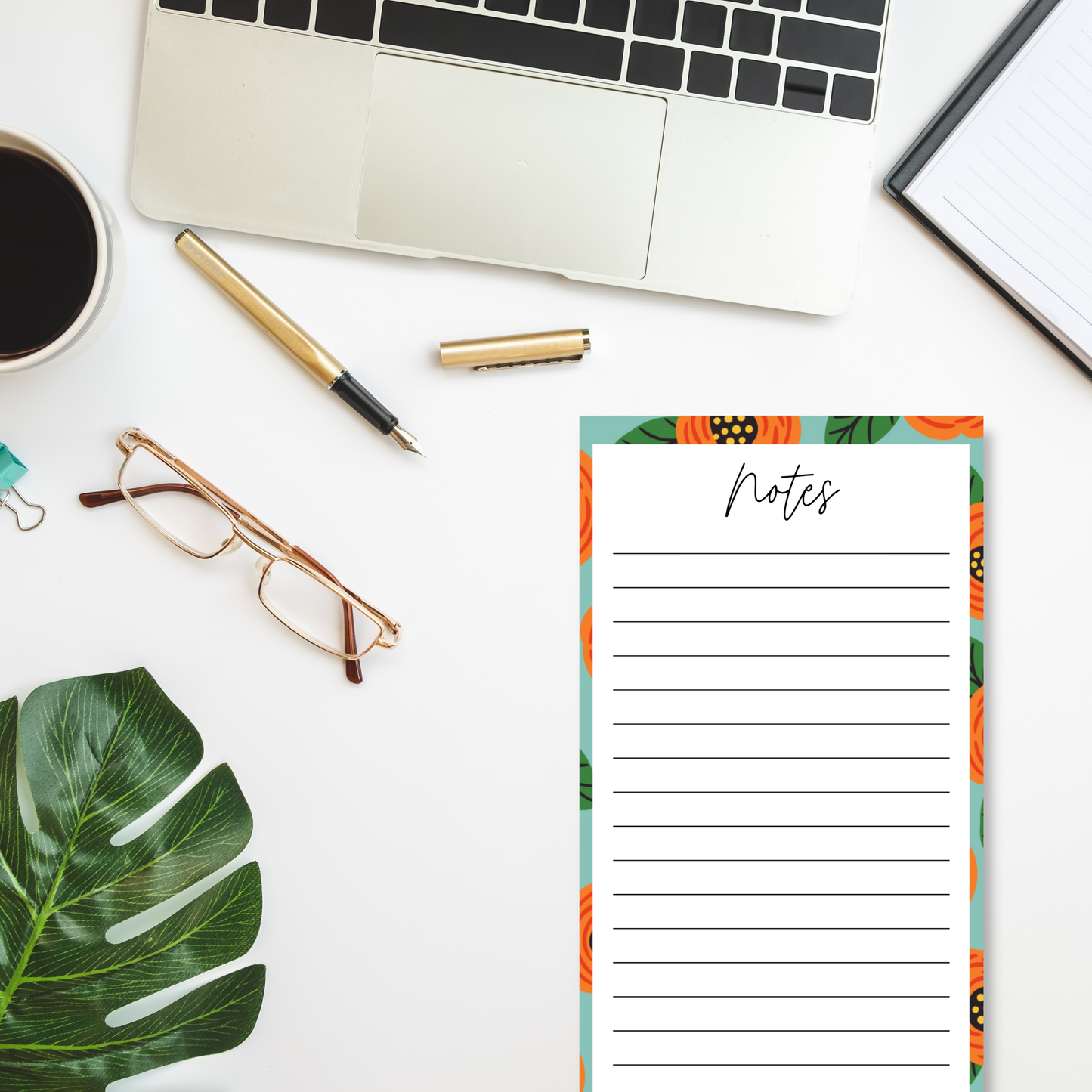 Orange Floral Notepad (4 x 8)