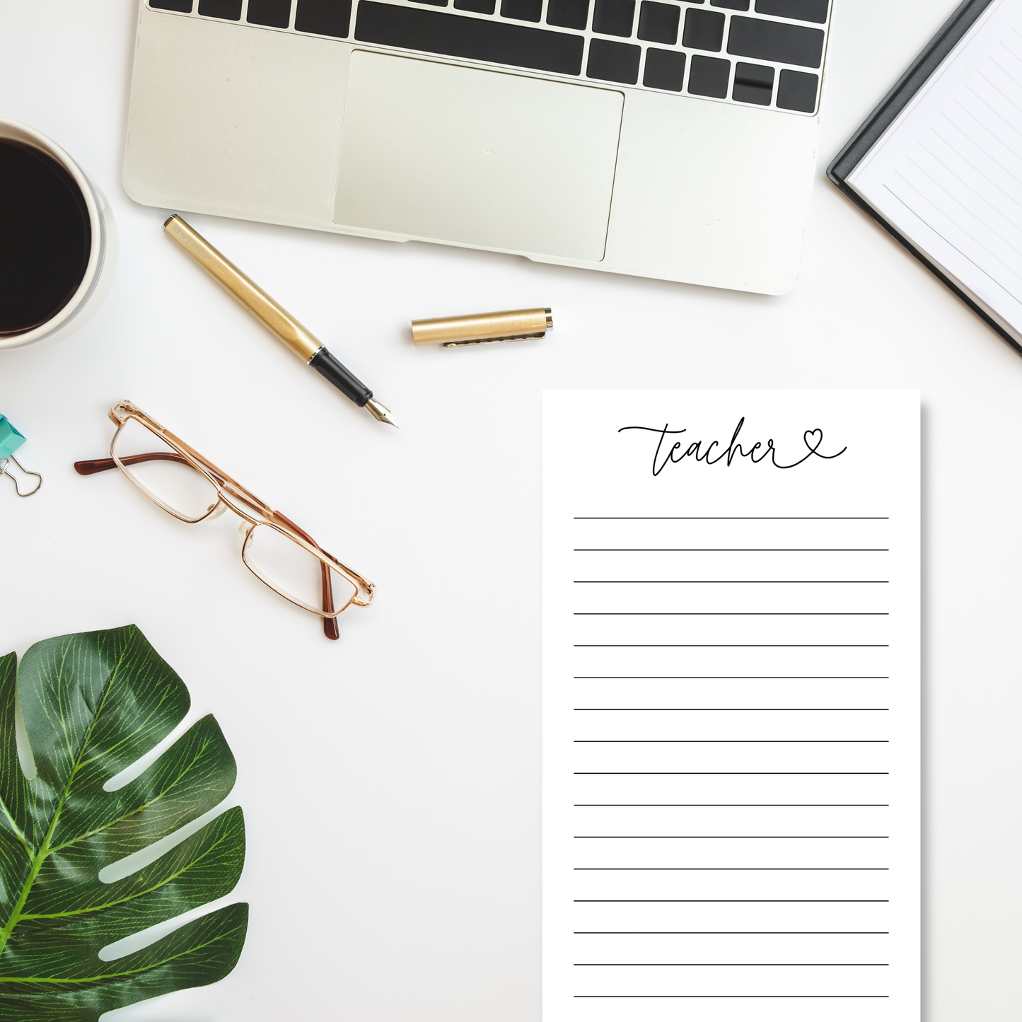 Teacher Love Script Notepad (4 x 8)