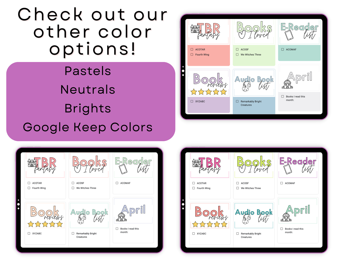 550 Google Keep Headers for Readers | Ombre Bright Colors