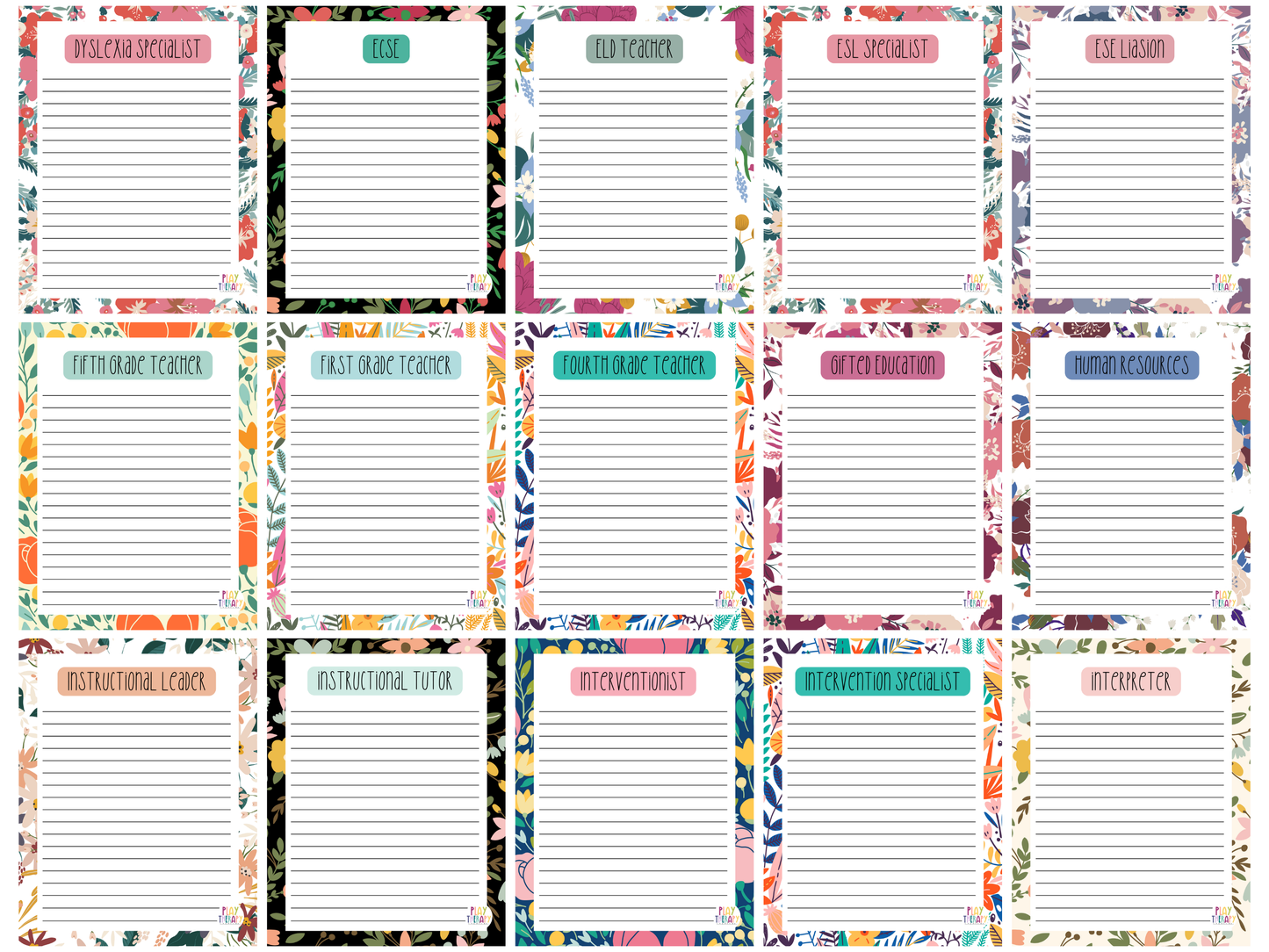 Floral Professional Title Notepads