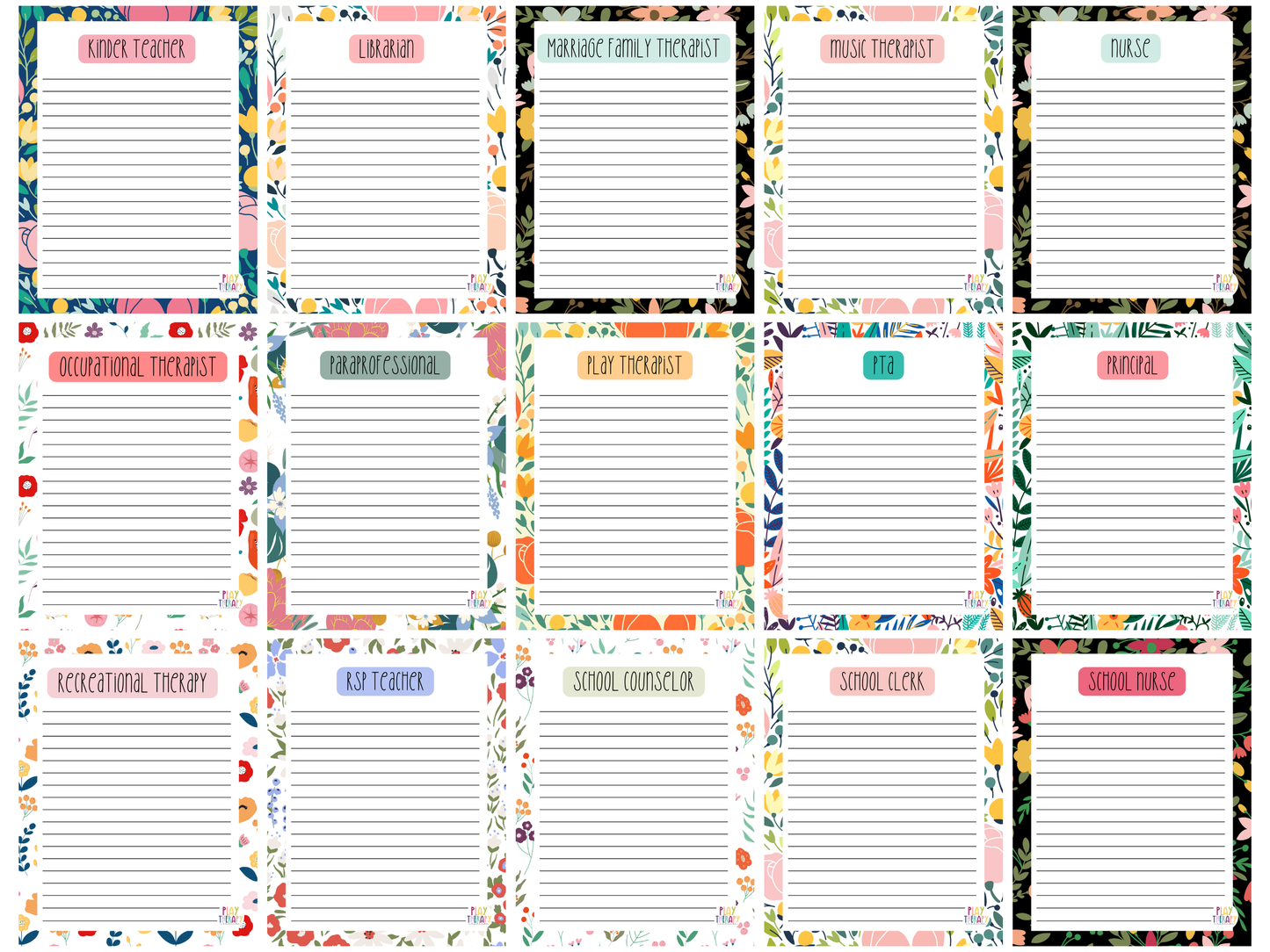 Floral Professional Title Notepads