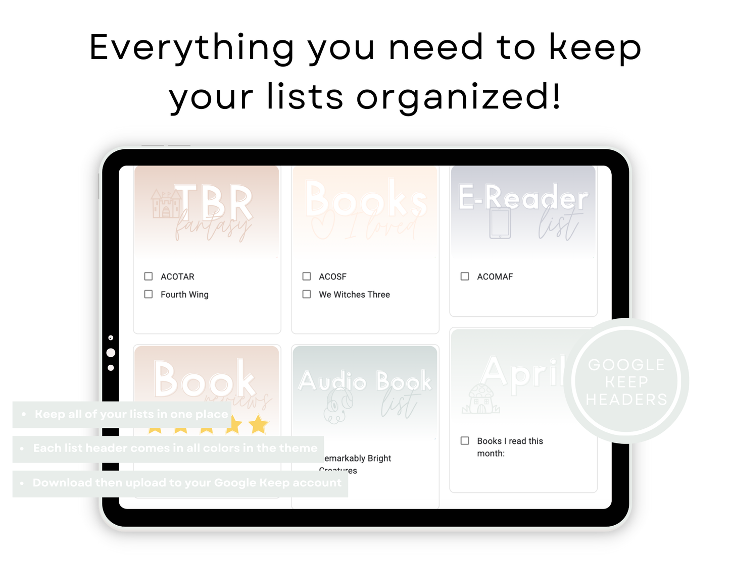350+ Google Keep Headers for Readers | Ombre Neutral Colors