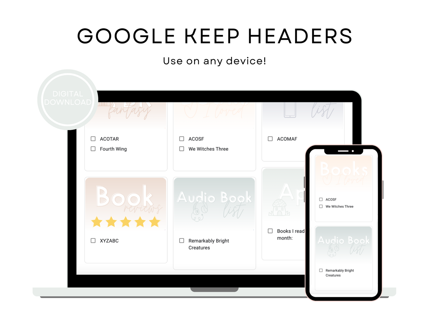 350+ Google Keep Headers for Readers | Ombre Neutral Colors