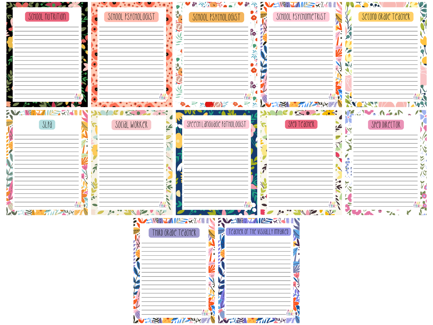Floral Professional Title Notepads