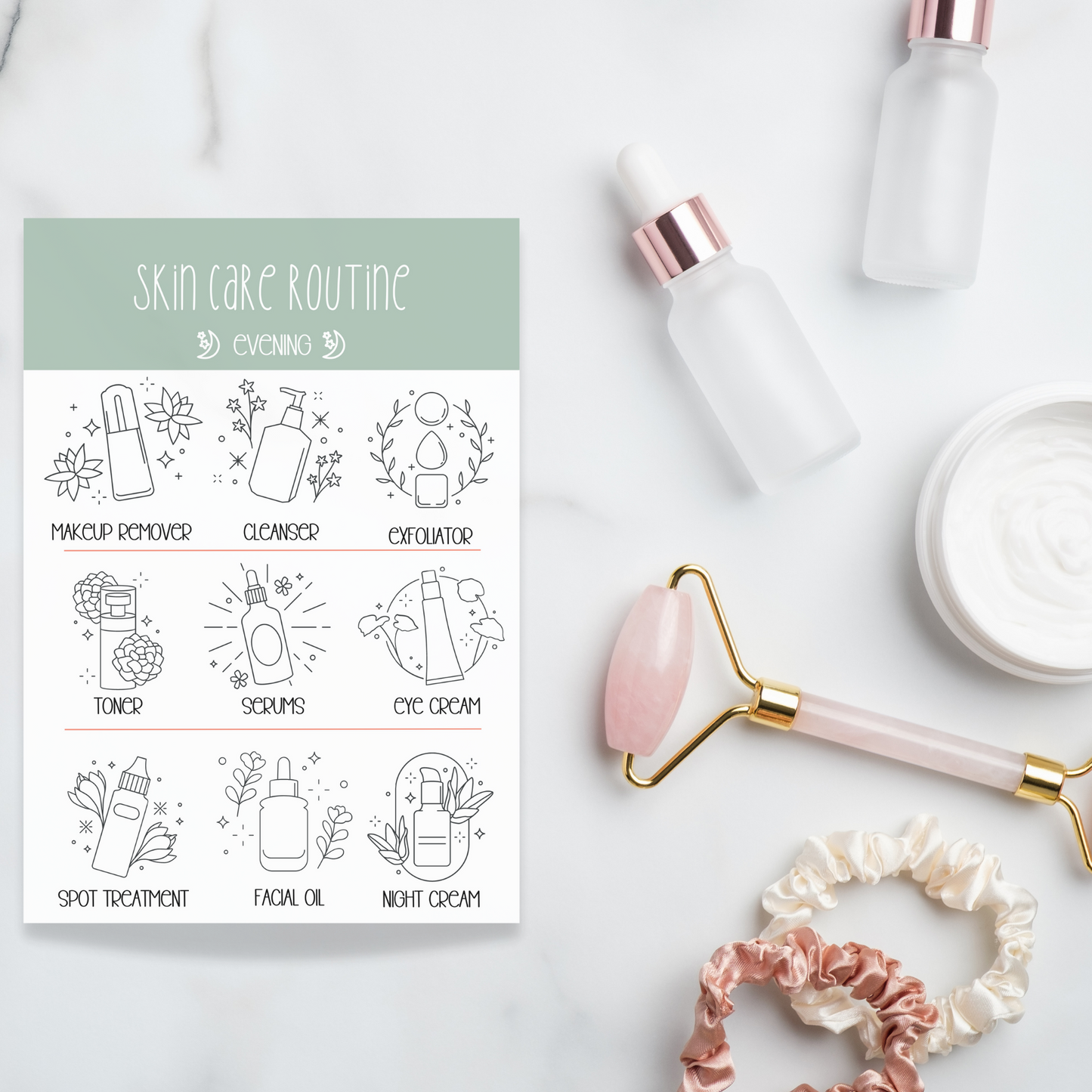 Evening Skincare Routine Habit Tracker Sticky Notes