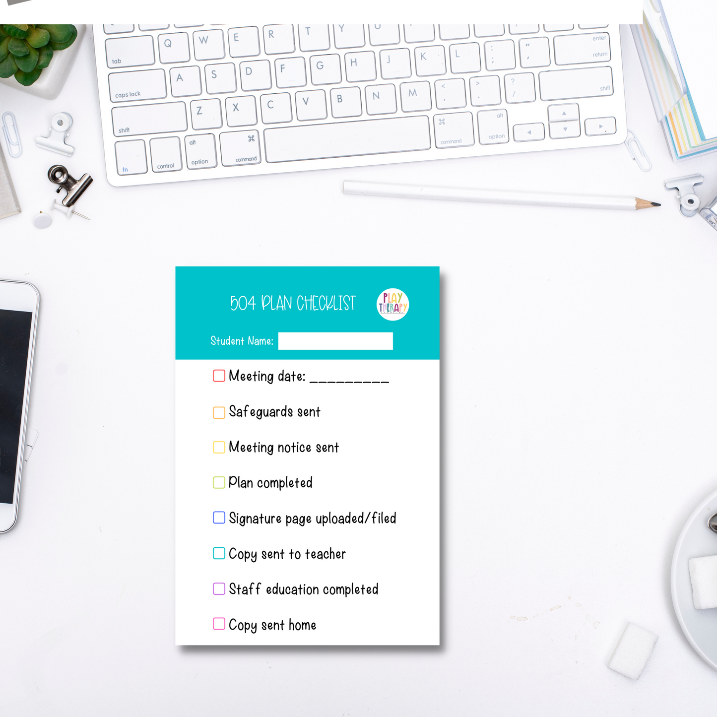 504 Plan Checklist Sticky Notes (4 x 6 in)