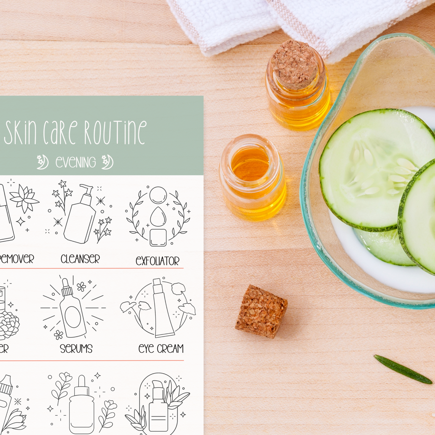 Evening Skincare Routine Habit Tracker Sticky Notes