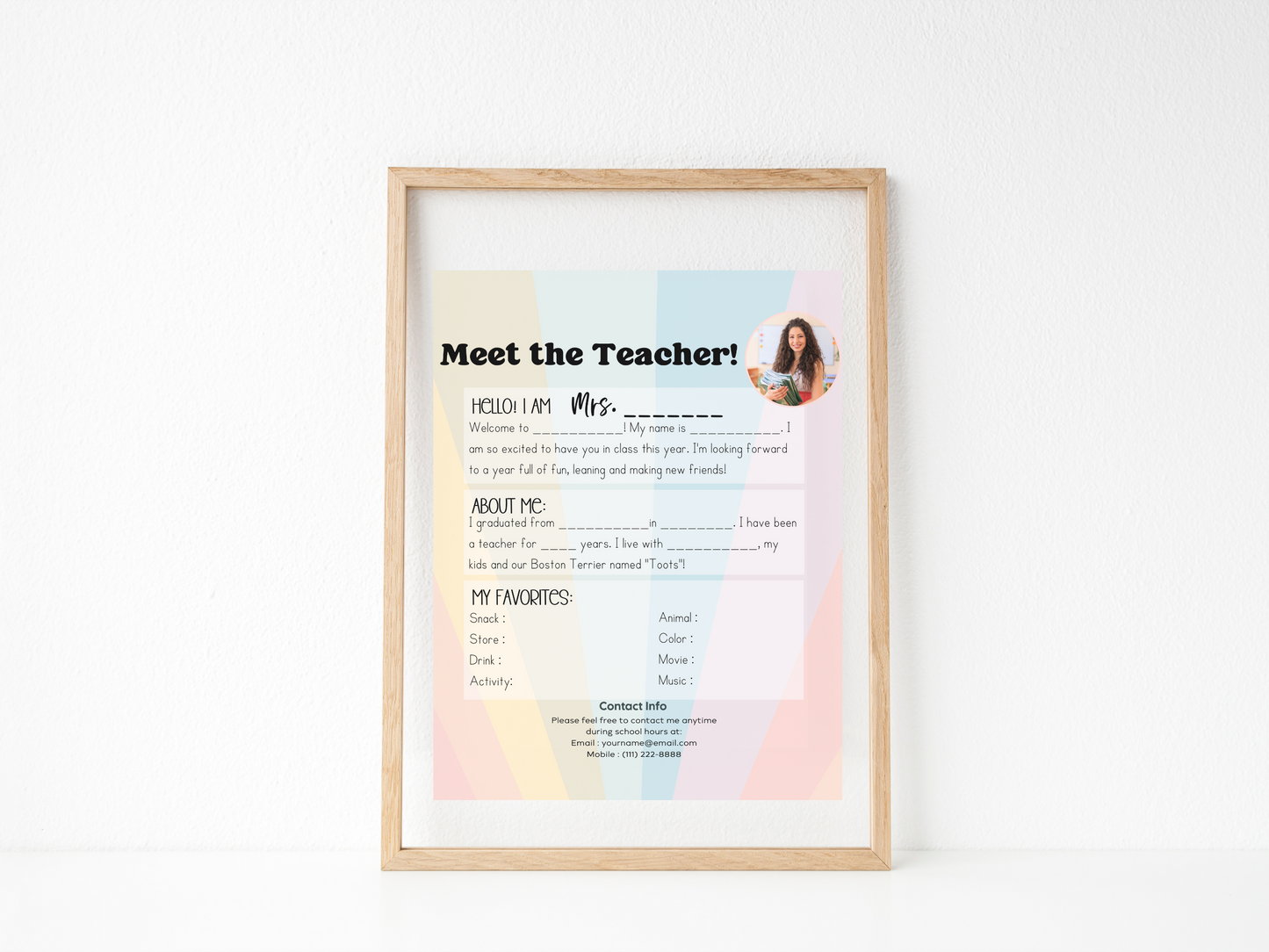 Meet the Teacher Letter Template - Rainbow