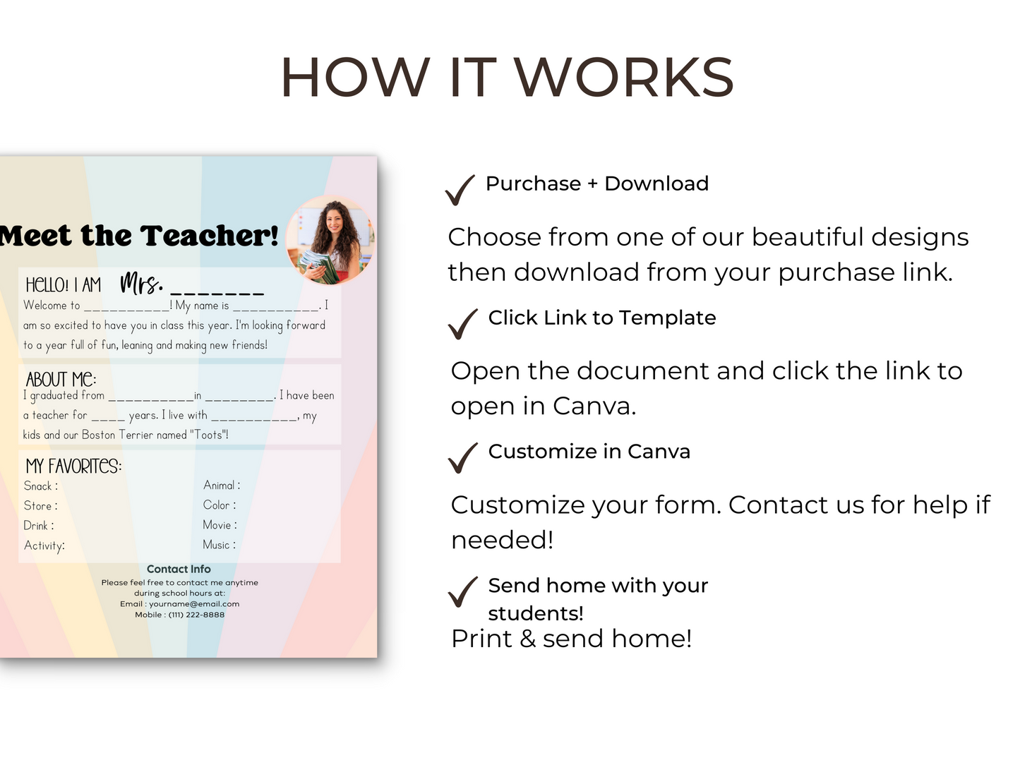 Meet the Teacher Letter Template - Rainbow