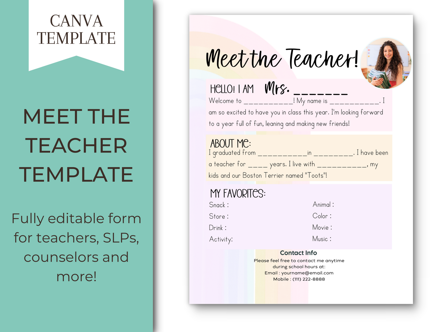 Meet the Teacher Letter Template - Rainbow