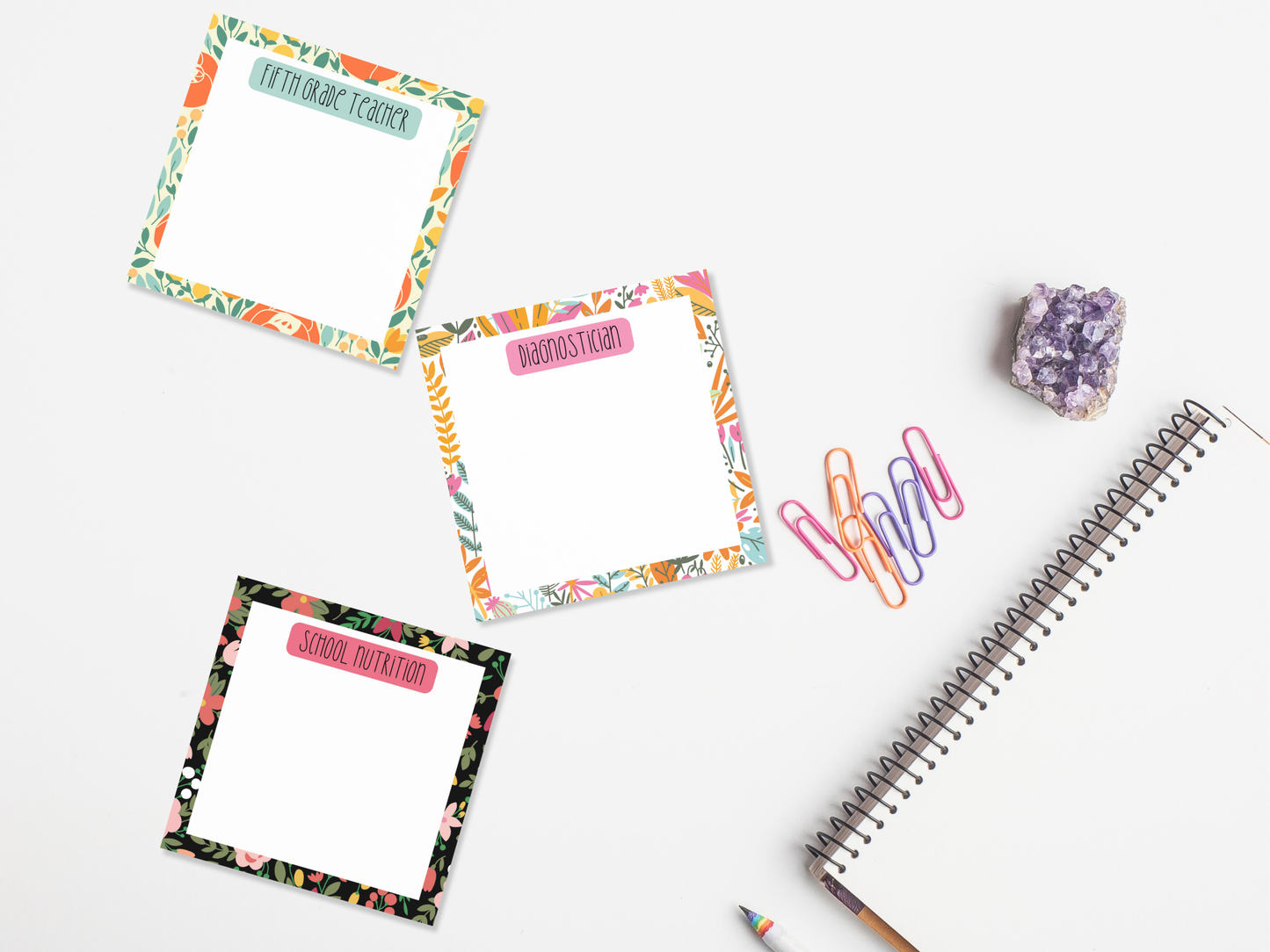 Floral Professional Title Sticky Notes