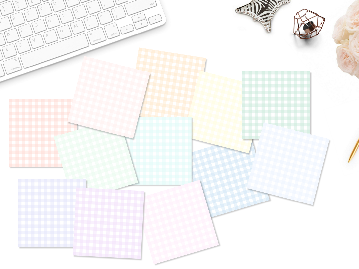 Pastel Rainbow Gingham Sticky Notes