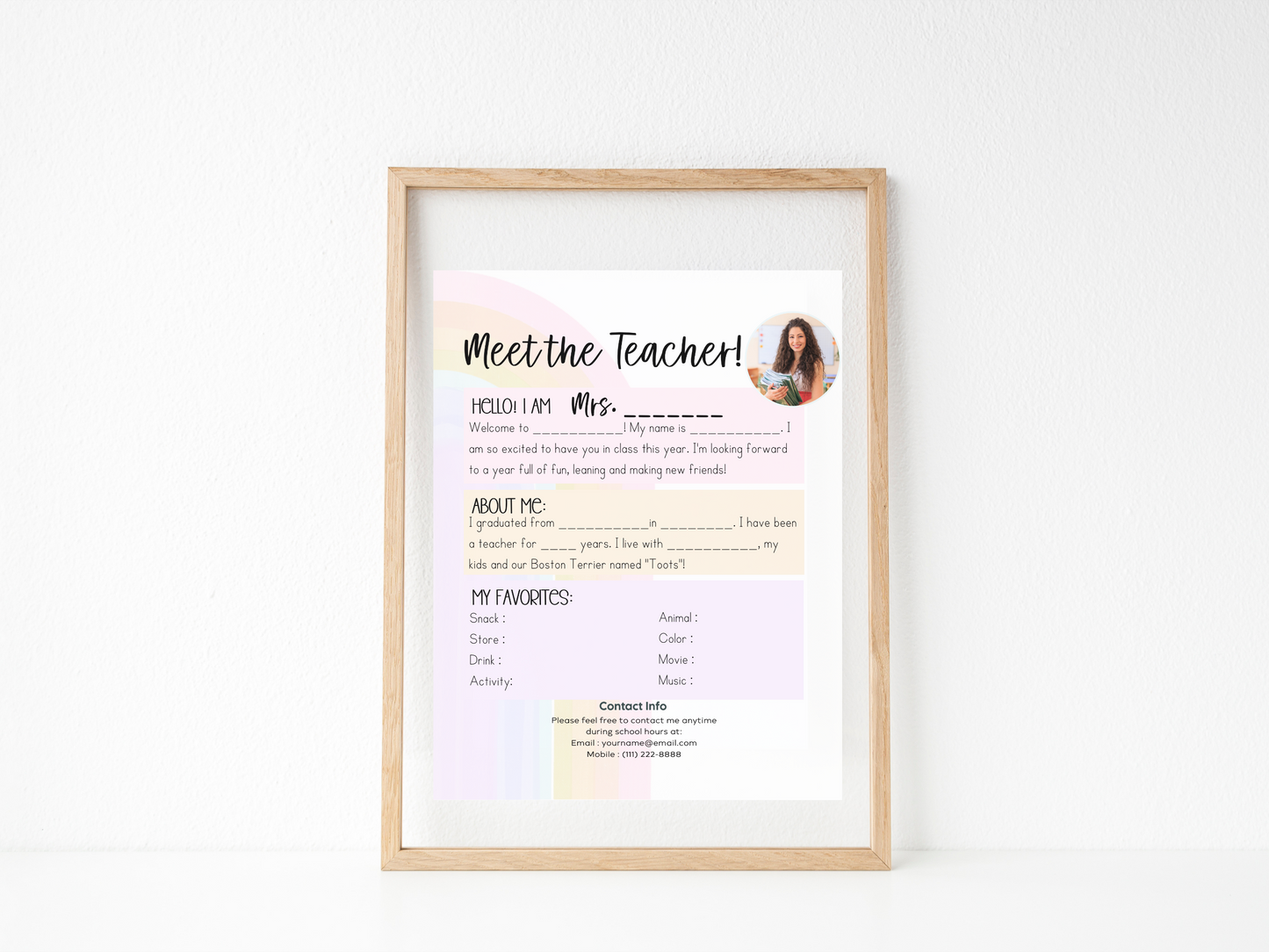 Meet the Teacher Letter Template - Rainbow