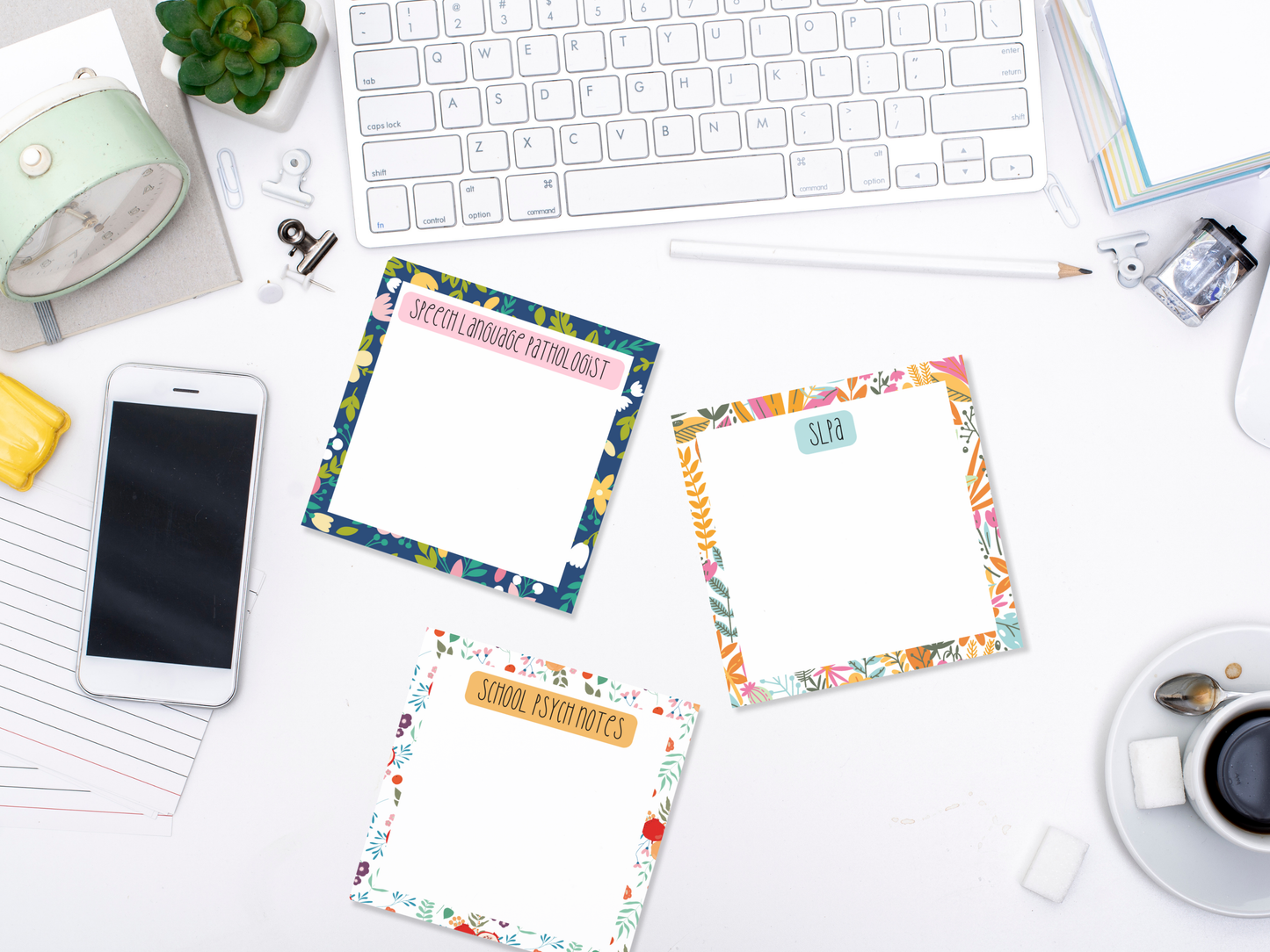 Floral Professional Title Sticky Notes