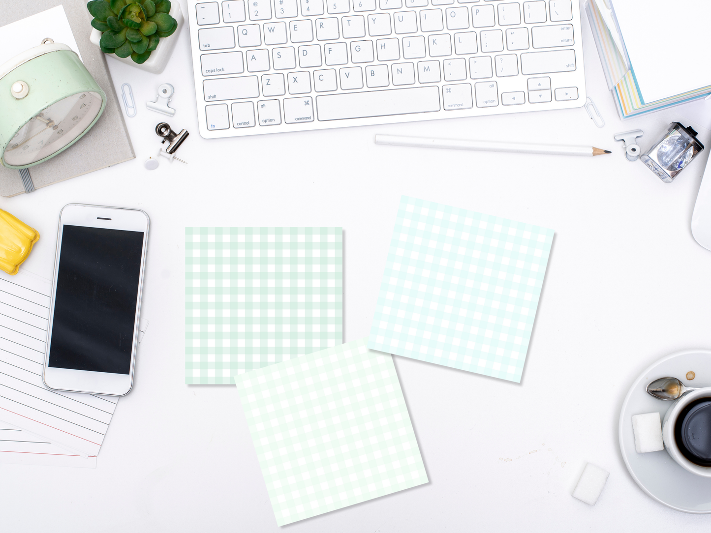 Pastel Rainbow Gingham Sticky Notes