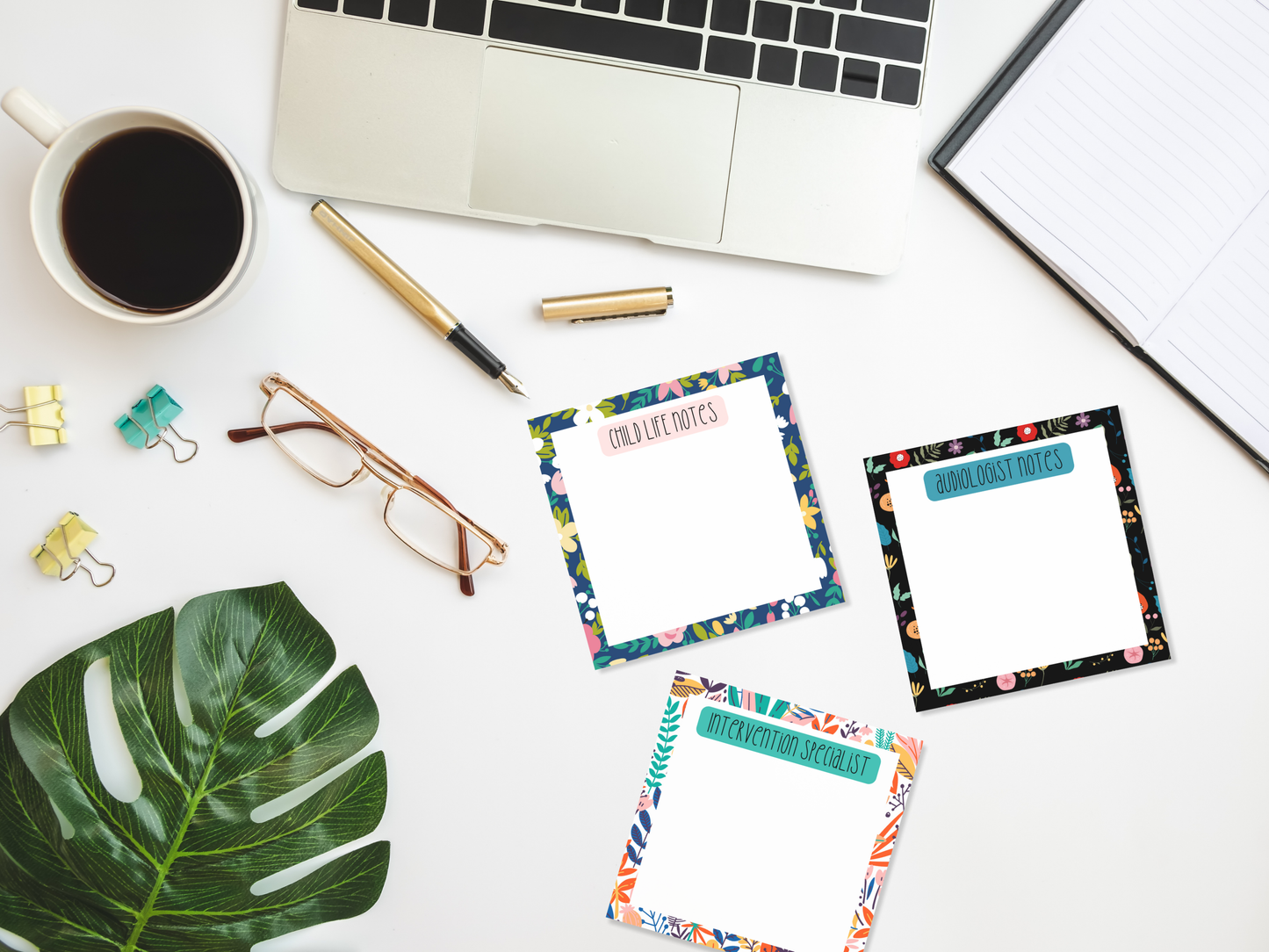Floral Professional Title Sticky Notes