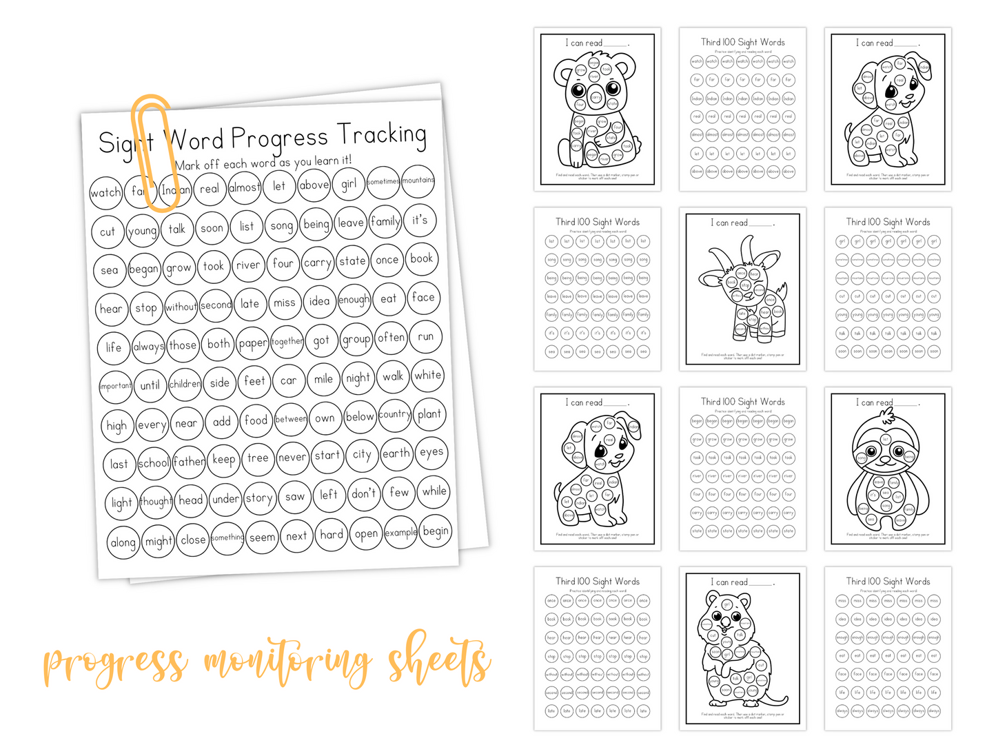 Dot Marker Reading Practice Coloring Pages | Third 100 Sight Words