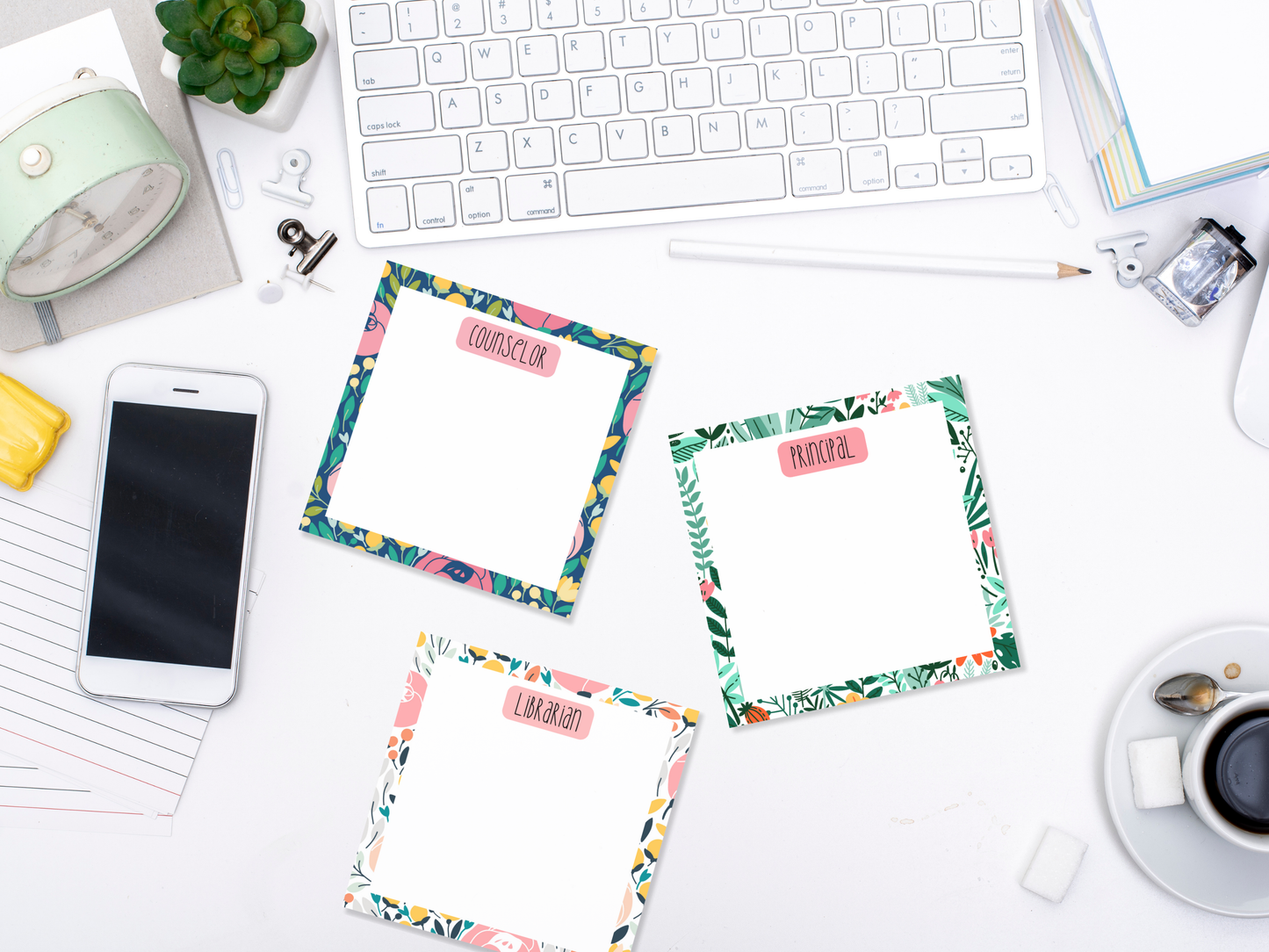 Floral Professional Title Sticky Notes