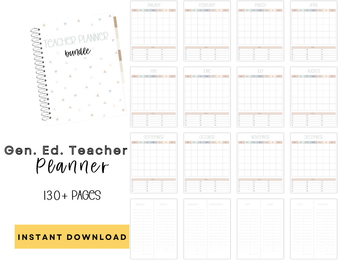Gen Ed Teacher Printable Planner - Neutral Theme