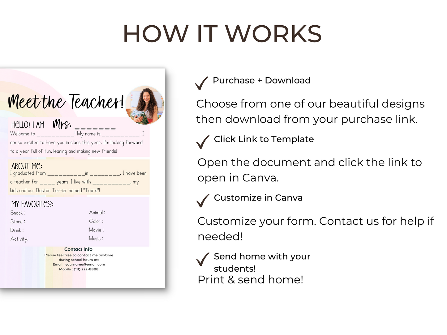 Meet the Teacher Letter Template - Rainbow