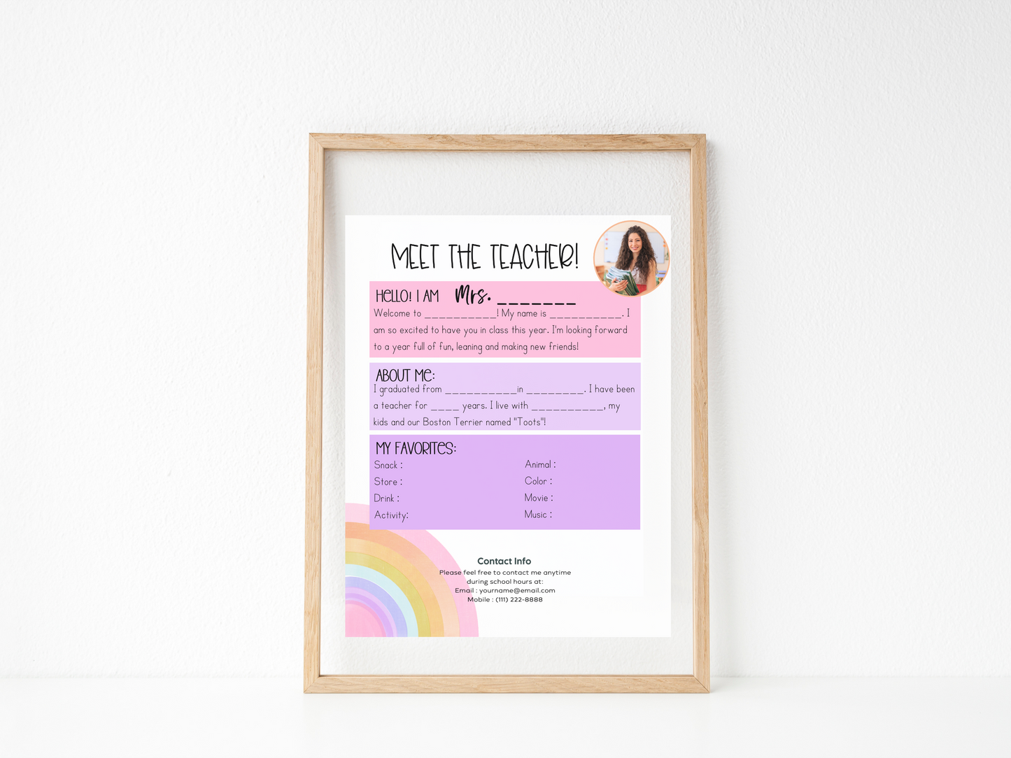 Meet the Teacher Letter Template - Rainbow