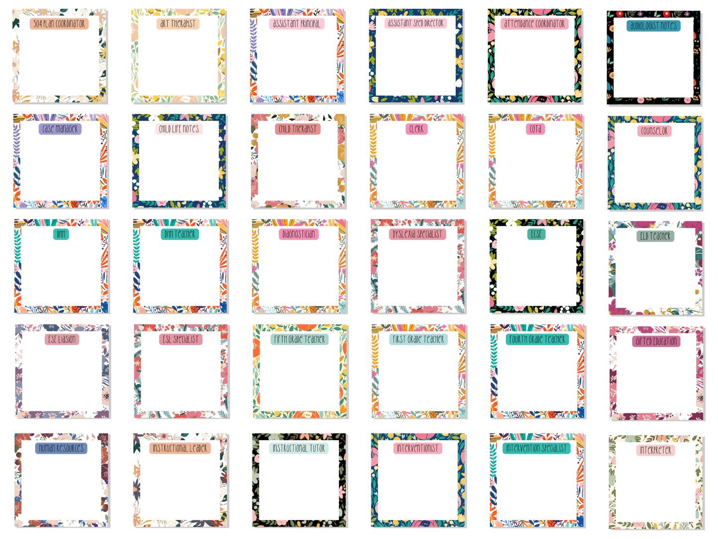 Floral Professional Title Sticky Notes