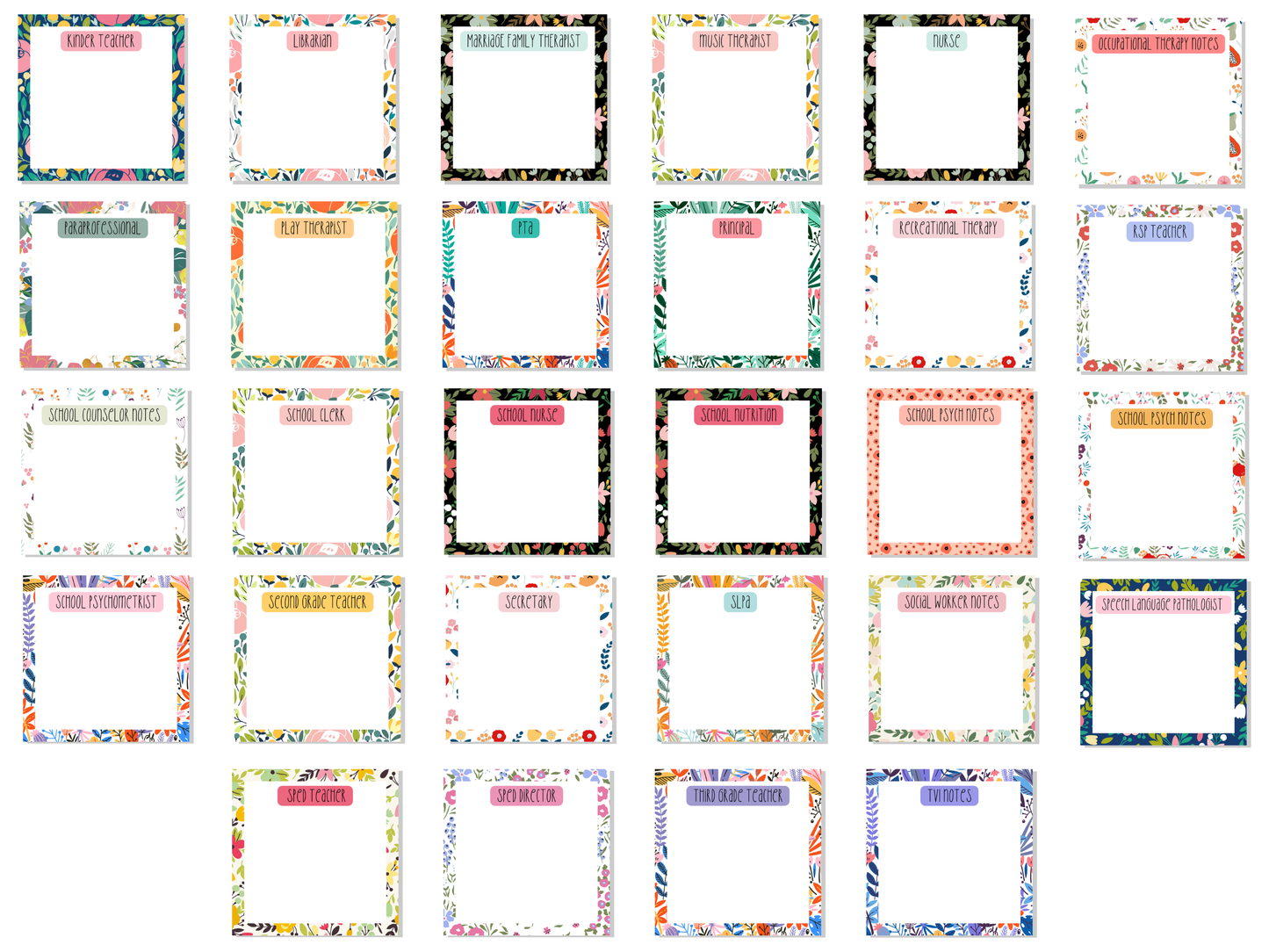 Floral Professional Title Sticky Notes