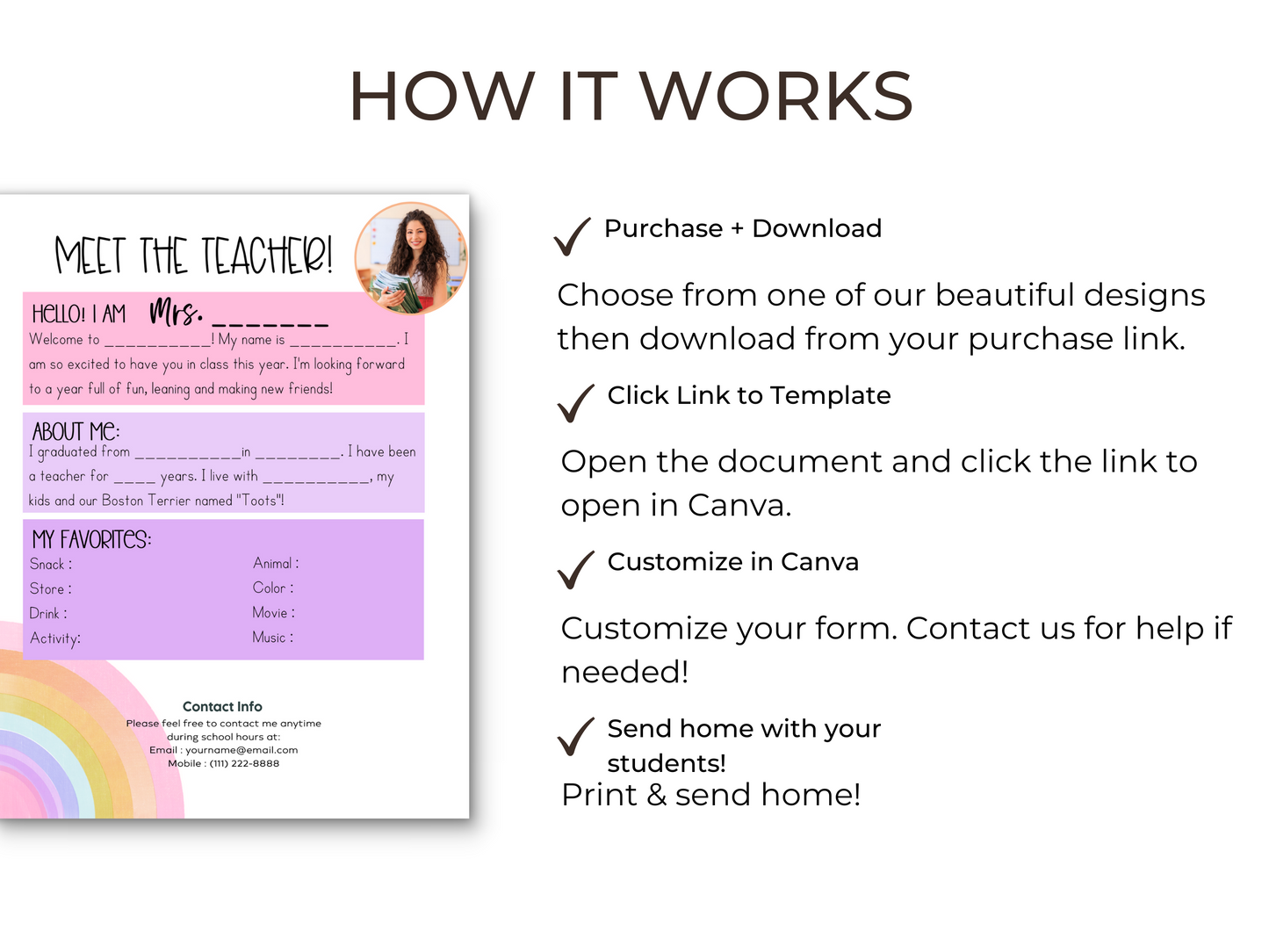 Meet the Teacher Letter Template - Rainbow