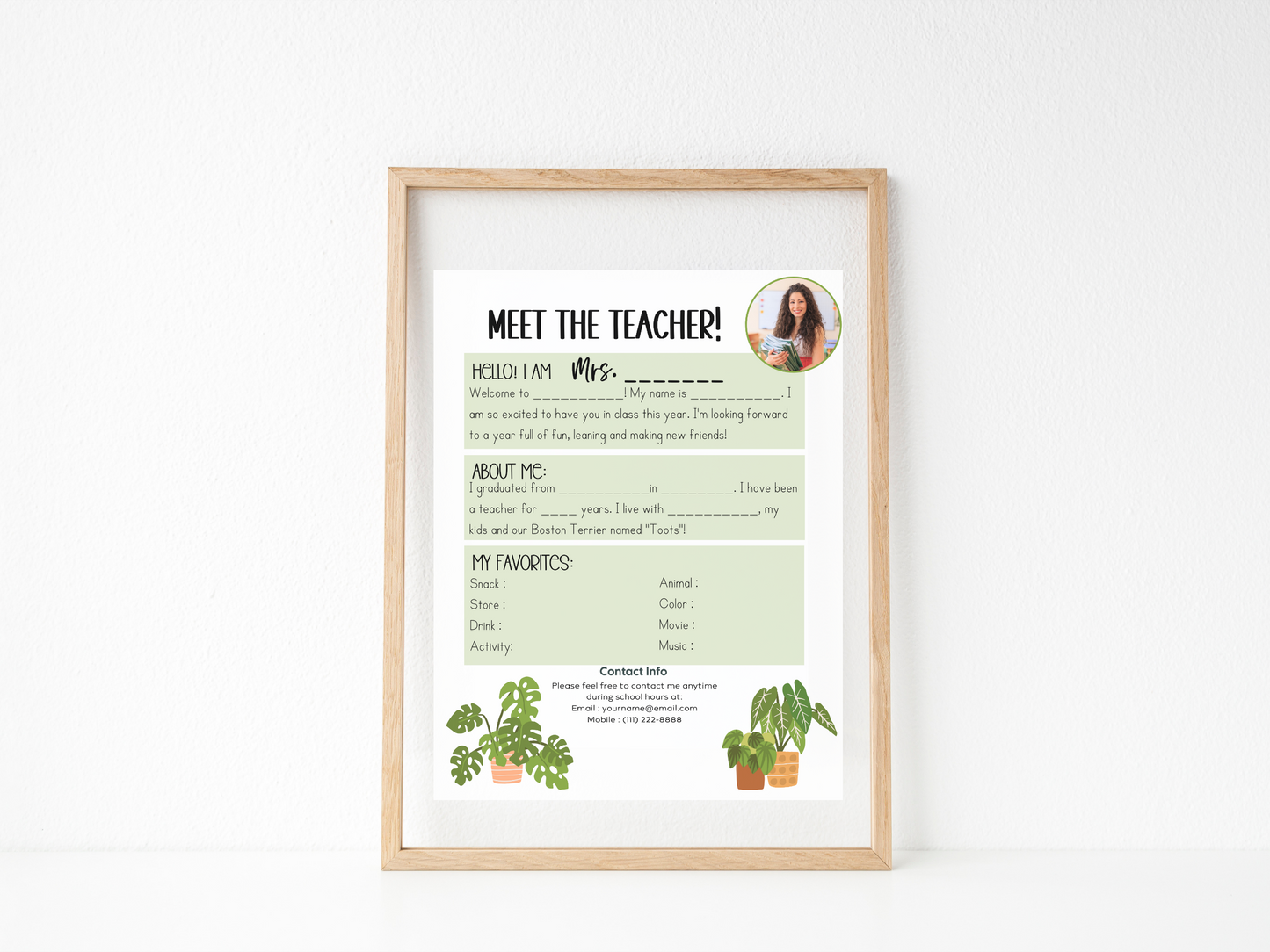Meet the Teacher Letter Template - Plants