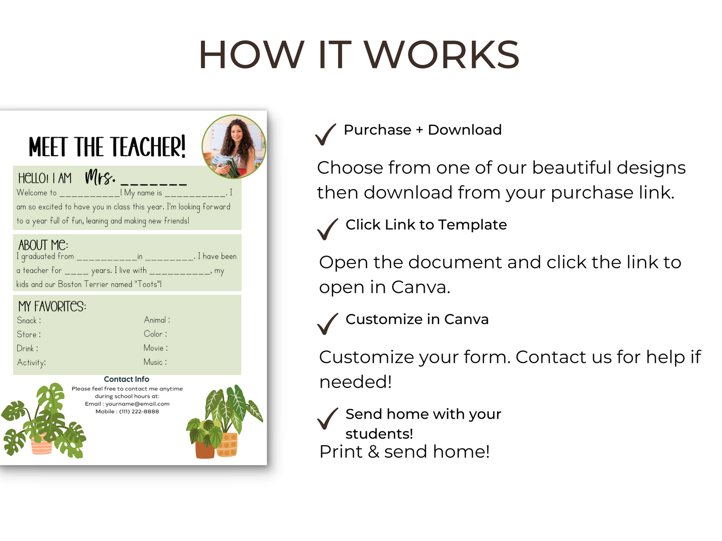 Meet the Teacher Letter Template - Plants