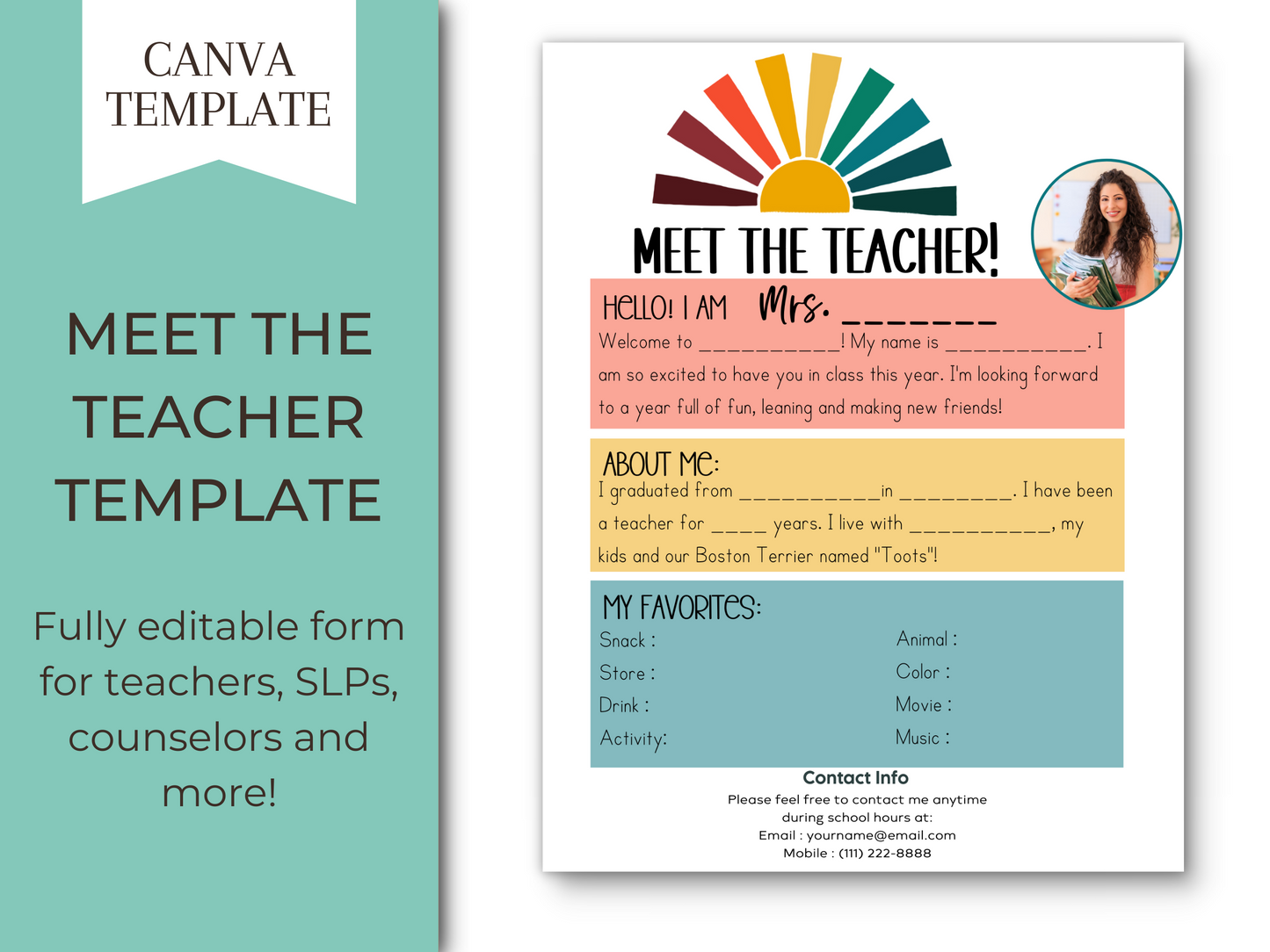 Meet the Teacher Letter Template - Sun Beam