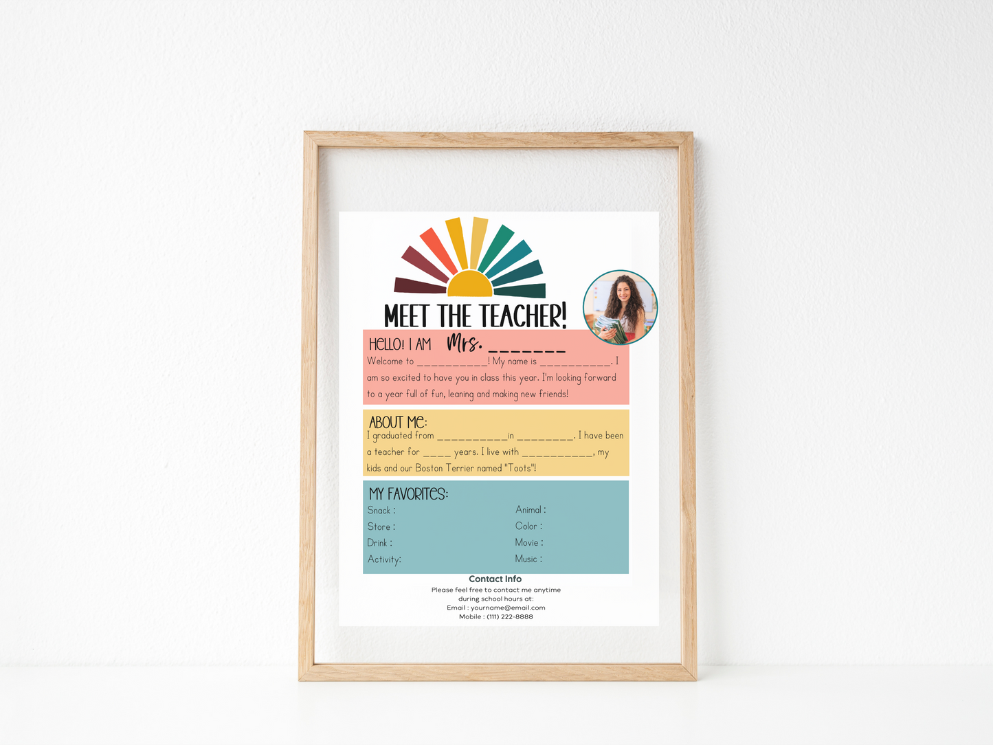 Meet the Teacher Letter Template - Sun Beam