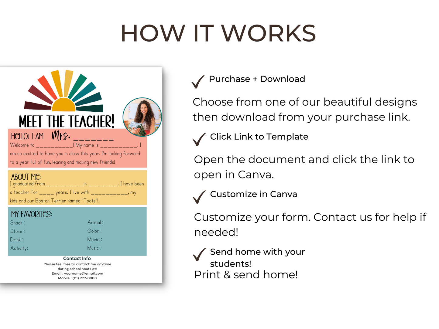 Meet the Teacher Letter Template - Sun Beam