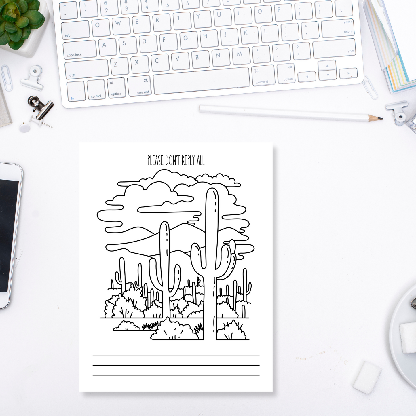 Please Don't Reply All Doodle Notepad - Cactus