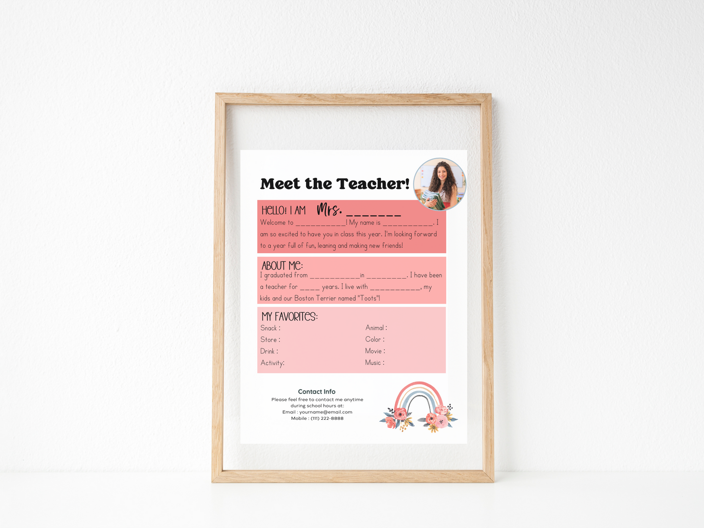 Meet the Teacher Letter Template - Floral Rainbow