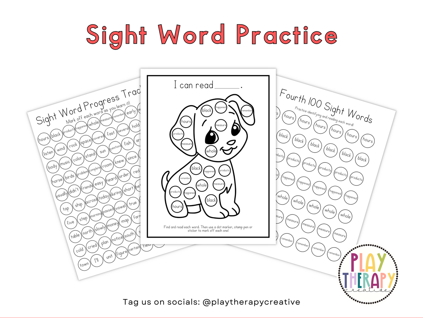 Dot Marker Reading Practice Coloring Pages | Fourth 100 Sight Words