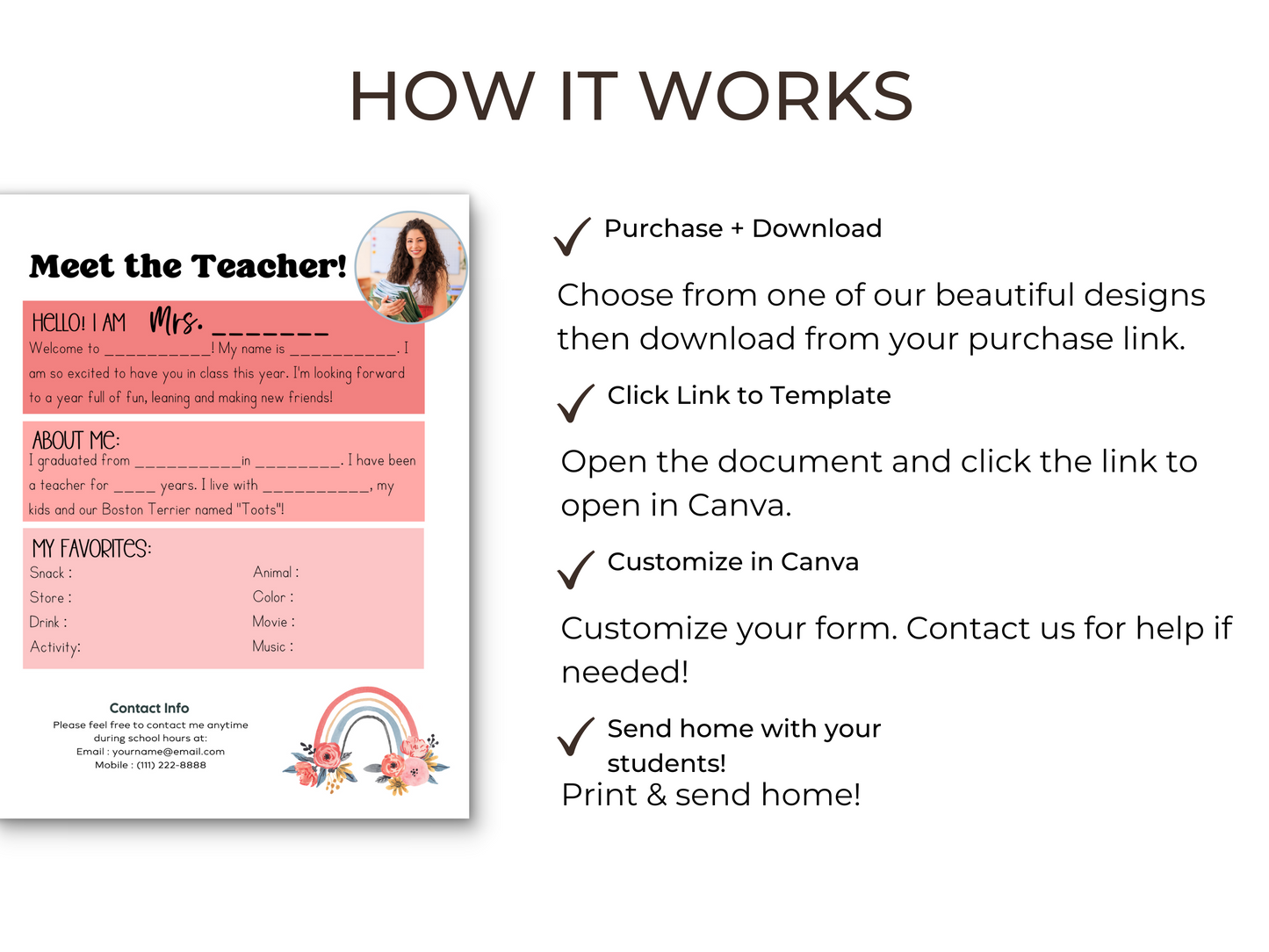 Meet the Teacher Letter Template - Floral Rainbow