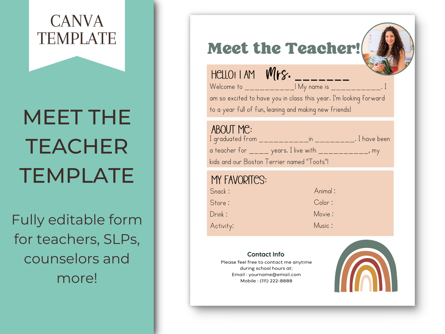 Meet the Teacher Letter Template - Rainbow