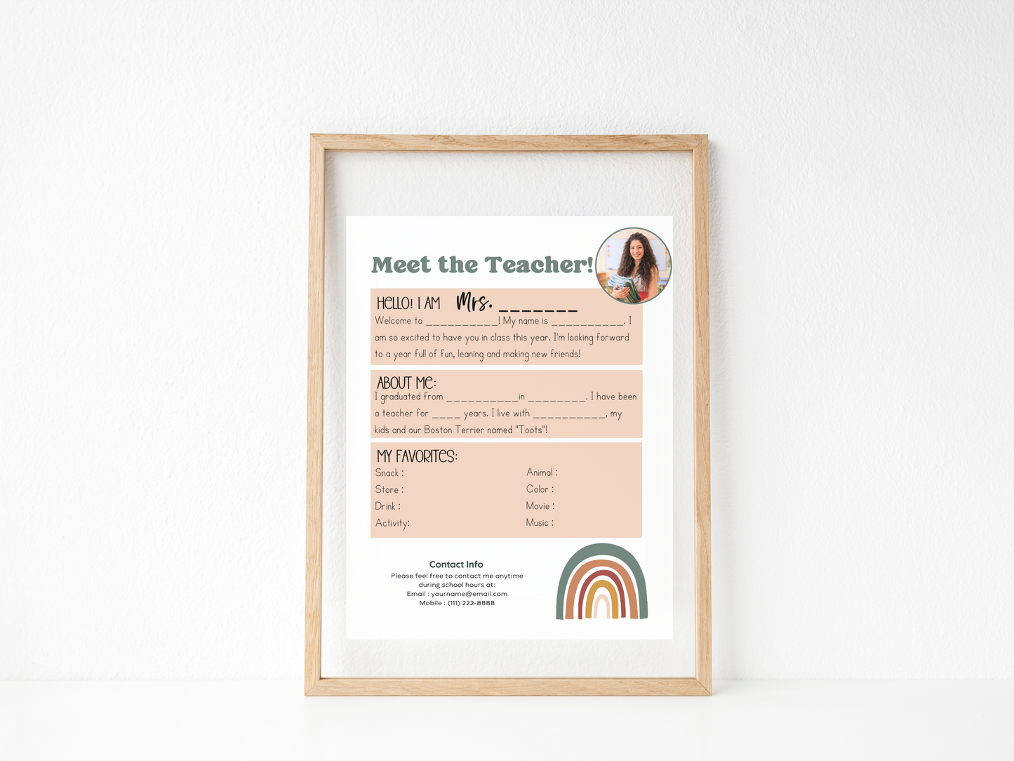Meet the Teacher Letter Template - Rainbow