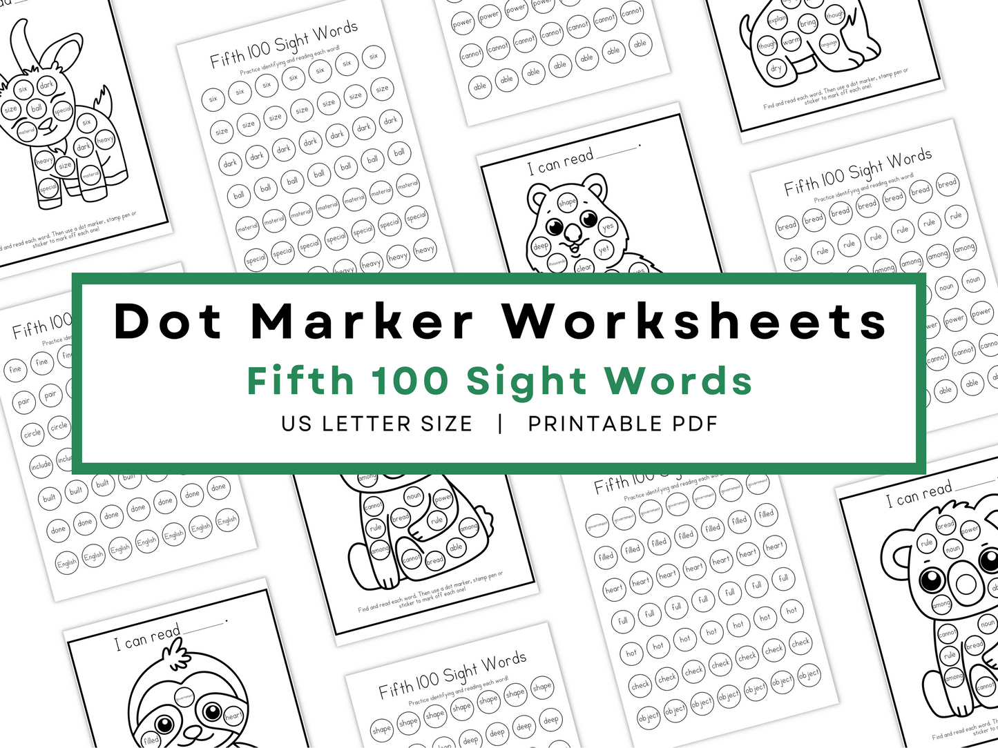 Dot Marker Reading Practice Coloring Pages | Fifth 100 Sight Words