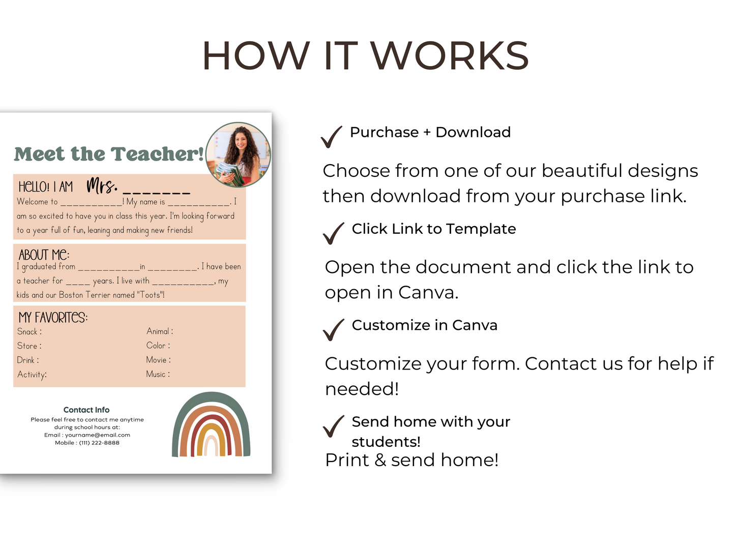 Meet the Teacher Letter Template - Rainbow