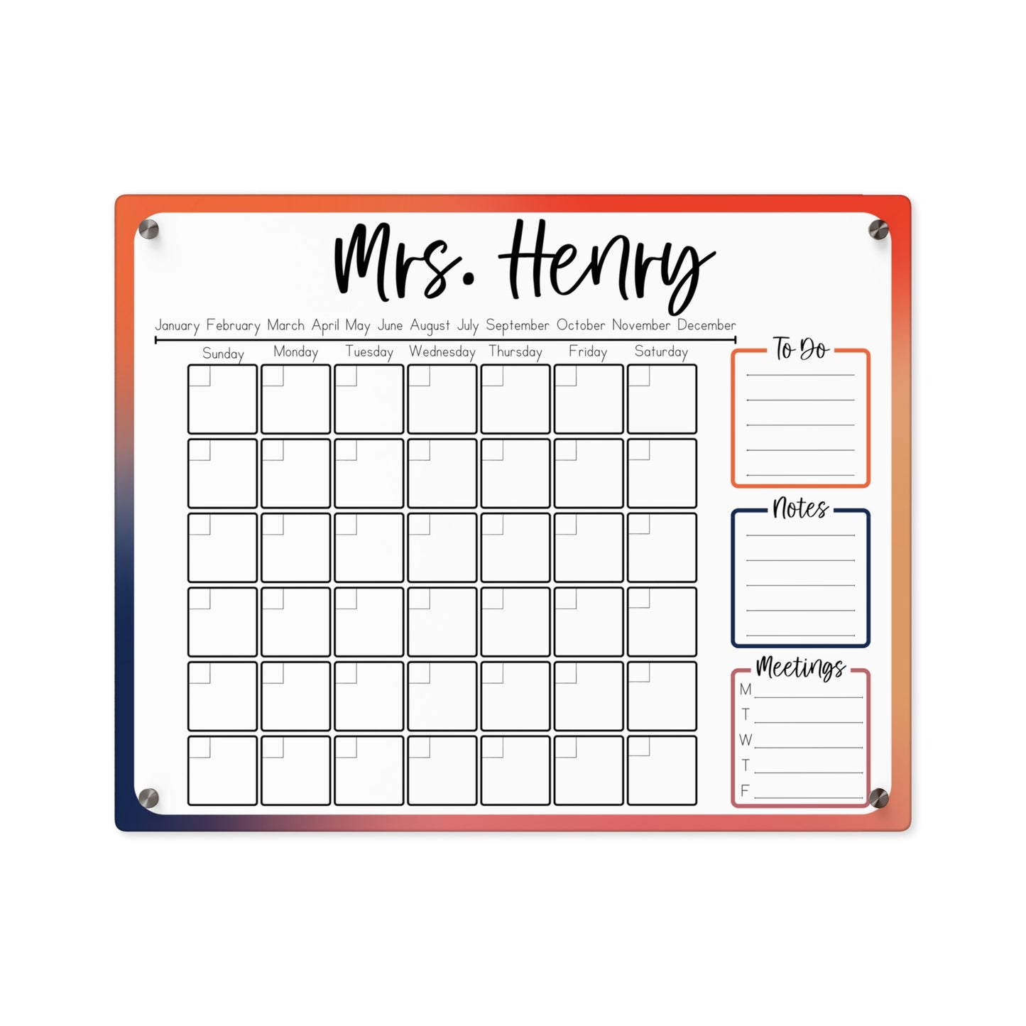 Sunset Custom Acrylic Wall Calendar (20 x 16)