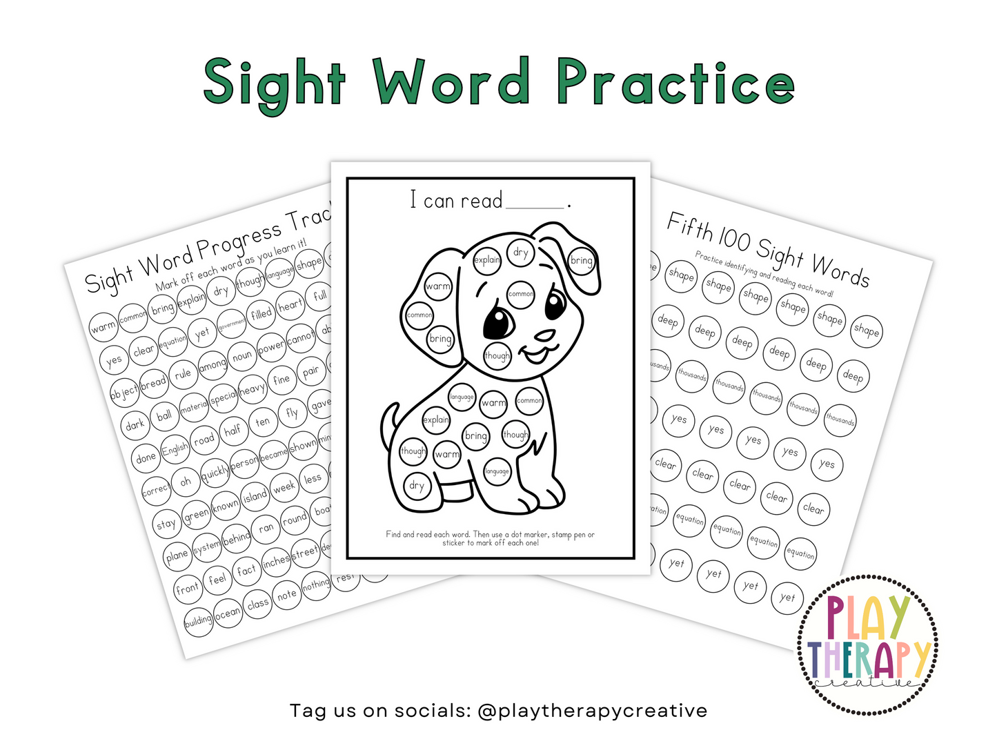 Dot Marker Reading Practice Coloring Pages | Fifth 100 Sight Words