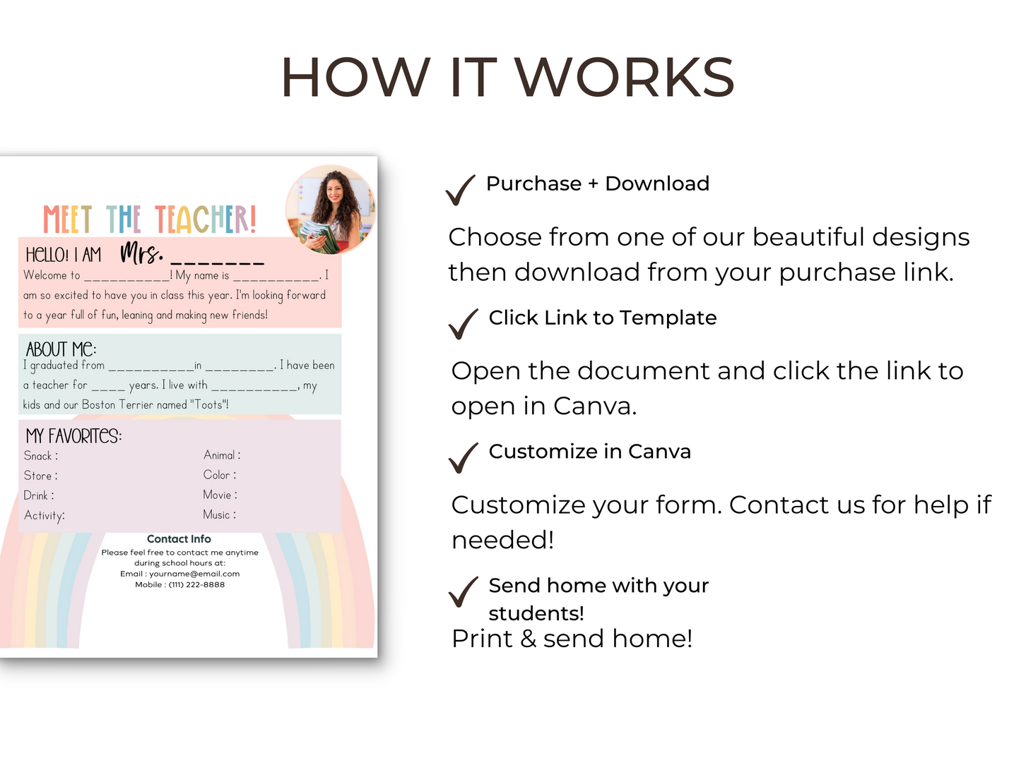 Meet the Teacher Letter Template - Rainbow