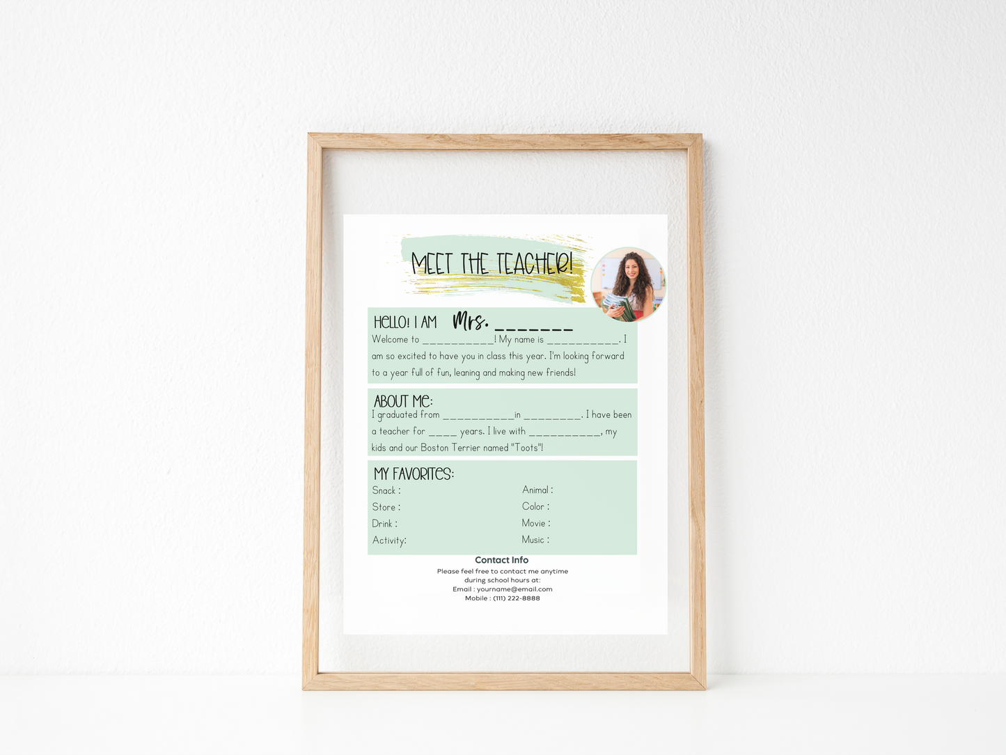 Meet the Teacher Letter Template - Mint