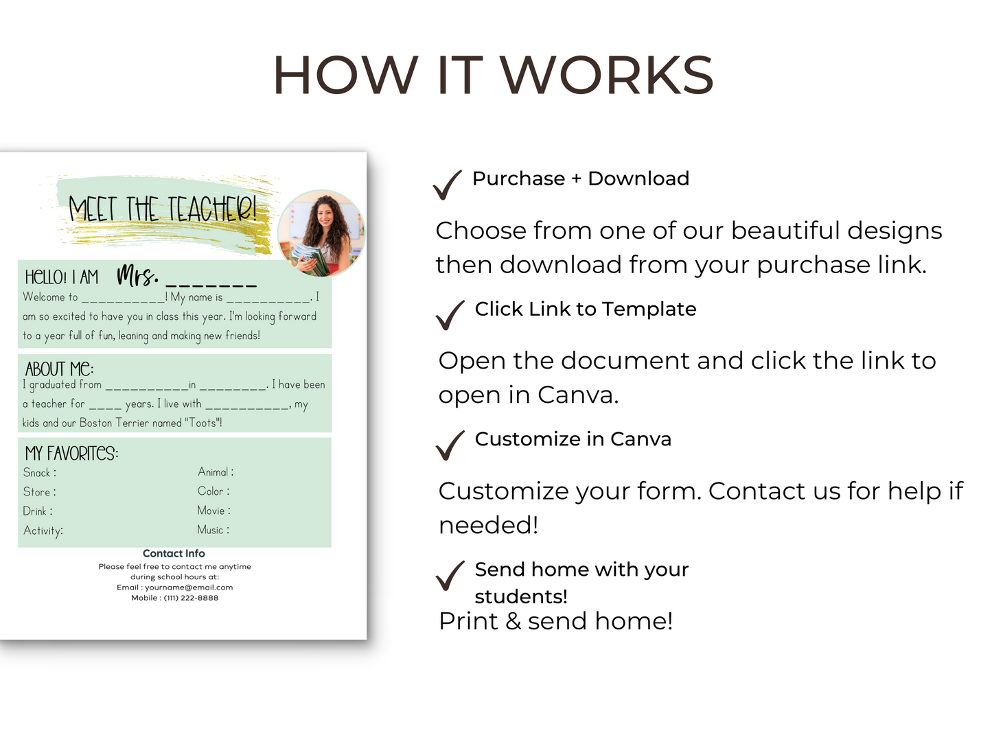 Meet the Teacher Letter Template - Mint
