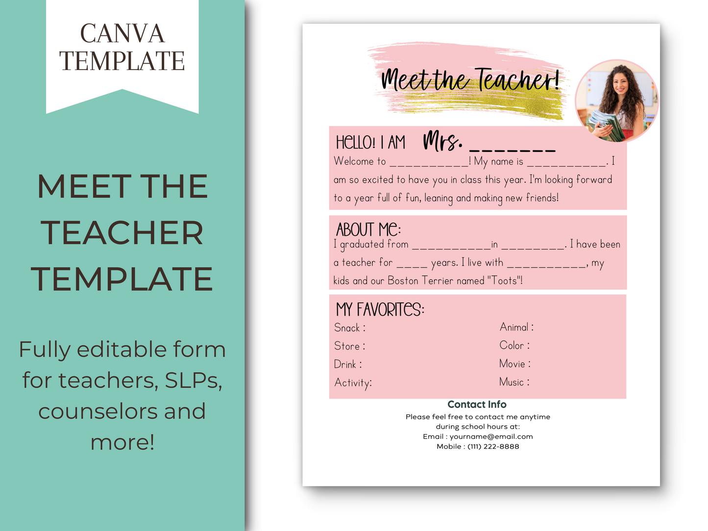 Meet the Teacher Letter Template - Blush